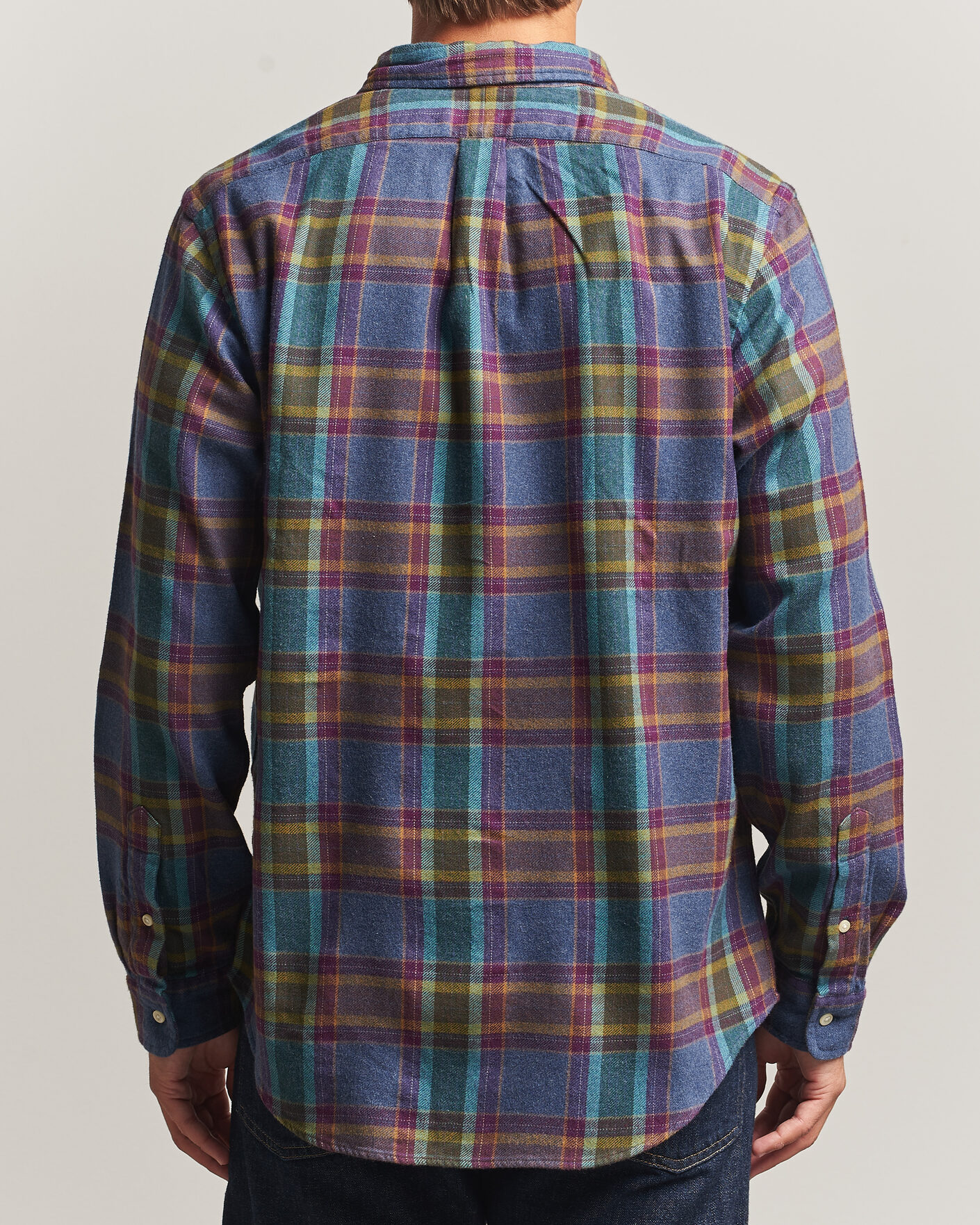 Herre | Skjorter | Polo Ralph Lauren | Custom Fit Brushed Flannel Shirt Blue Purple Heather
