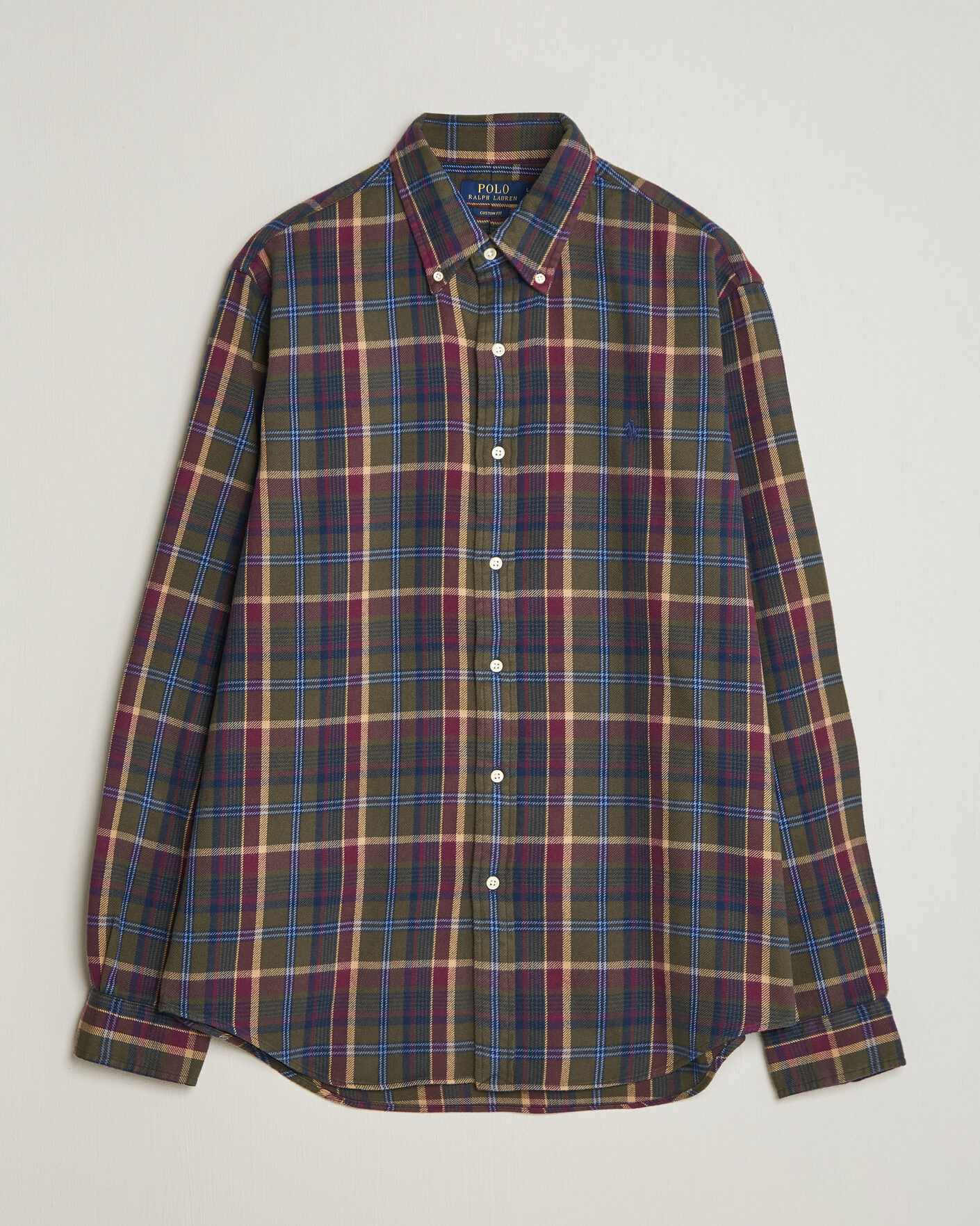 Herre | Skjorter | Polo Ralph Lauren | Custom Fit Brushed Flannel Shirt Olive Berry