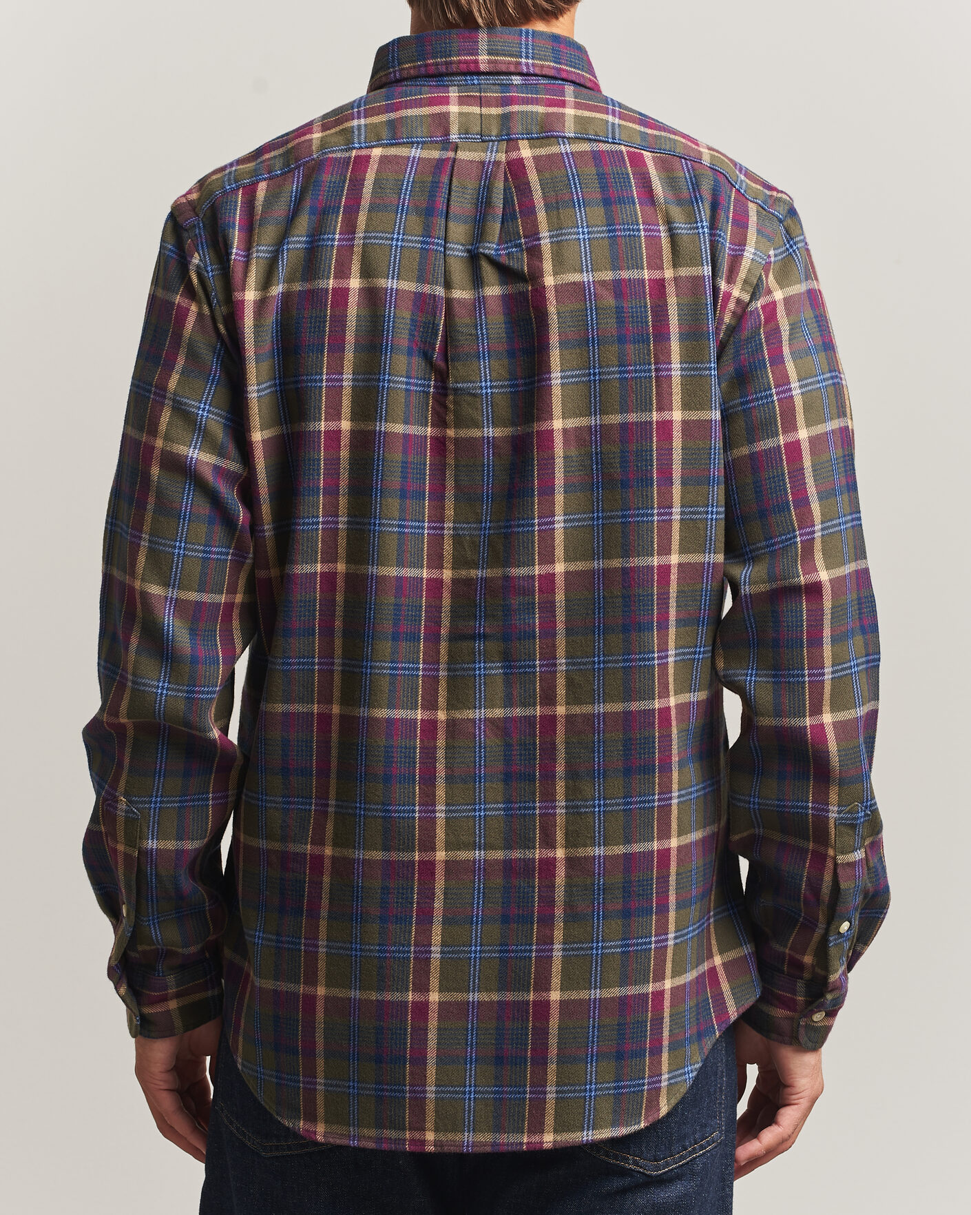 Herre | Skjorter | Polo Ralph Lauren | Custom Fit Brushed Flannel Shirt Olive Berry
