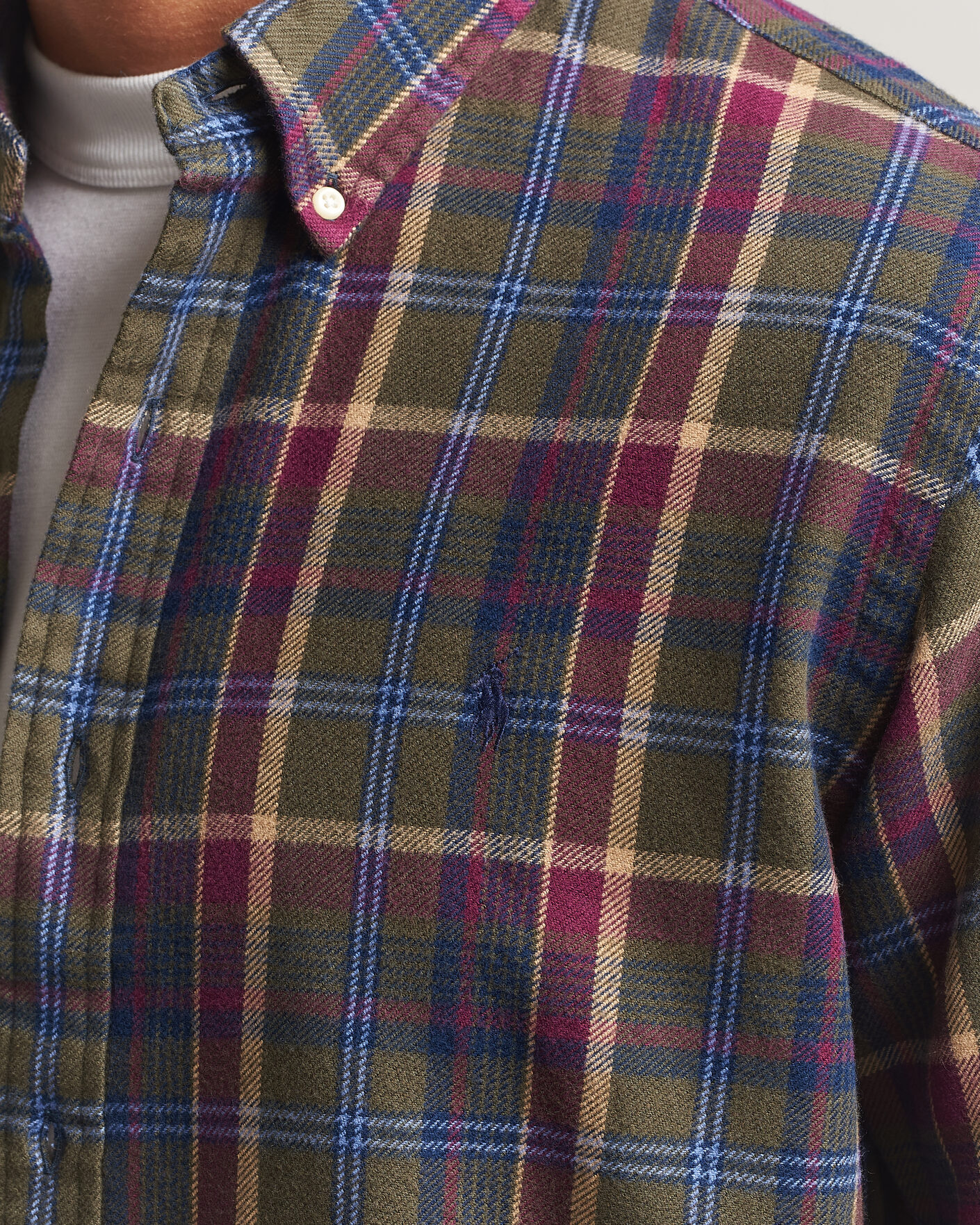 Herre | Skjorter | Polo Ralph Lauren | Custom Fit Brushed Flannel Shirt Olive Berry