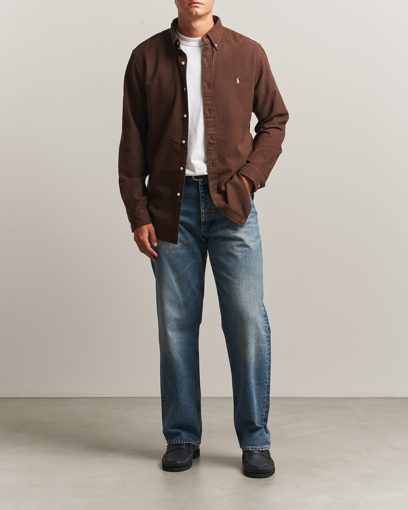 Herre | Skjorter | Polo Ralph Lauren | Custom Fit Brushed Flannel Shirt Nutmeg Brown