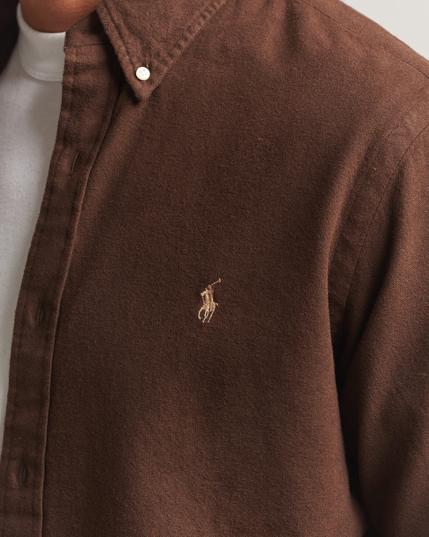 Herre | Skjorter | Polo Ralph Lauren | Custom Fit Brushed Flannel Shirt Nutmeg Brown