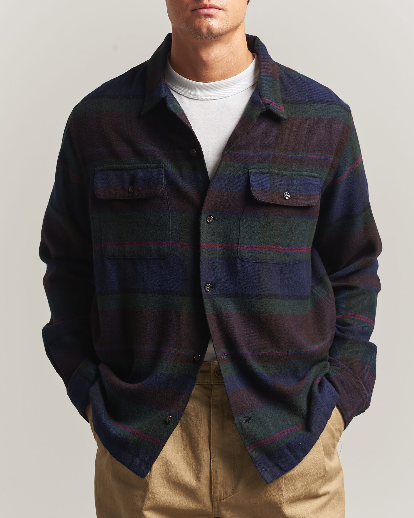 Herre | Skjorter | Polo Ralph Lauren | Hudson Ranch Checked Overshirt Olive Royal
