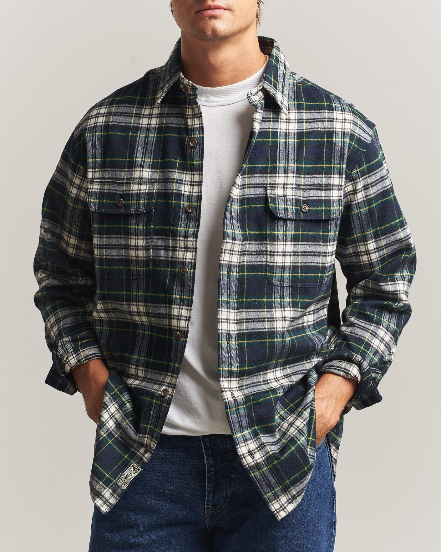 Herre | Skjorter | Polo Ralph Lauren | Classic Fit Shaggy Flannel Shirt Navy Green