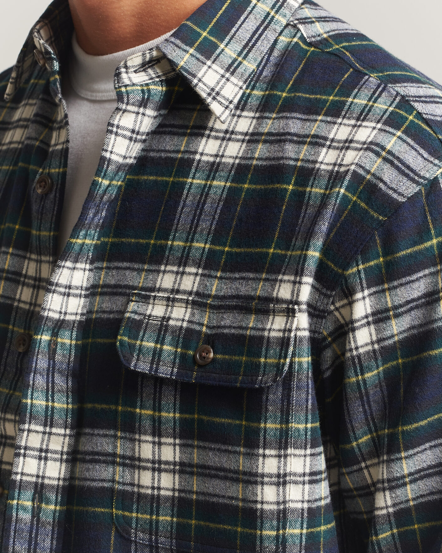 Herre | Skjorter | Polo Ralph Lauren | Classic Fit Shaggy Flannel Shirt Navy Green