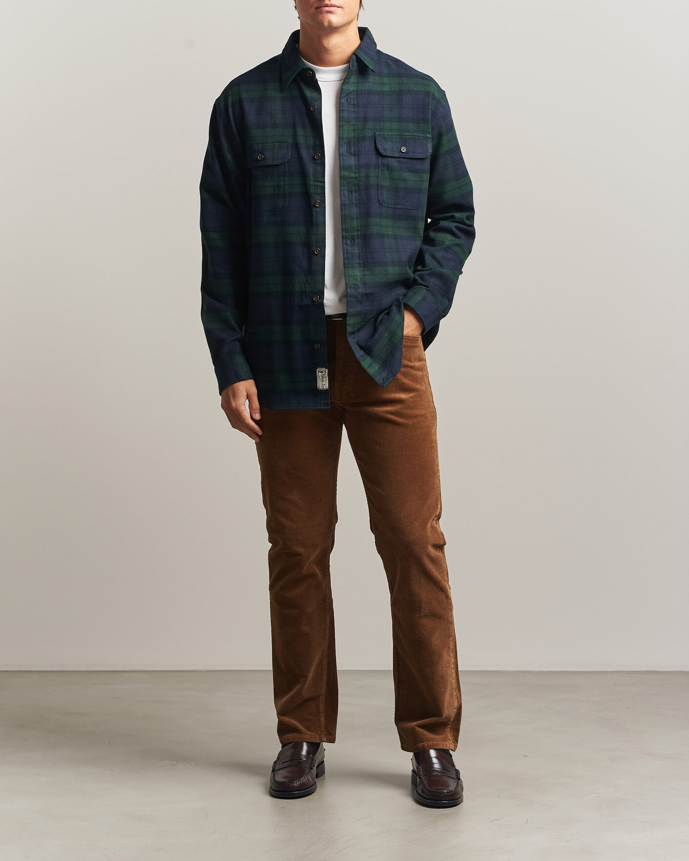 Herre | Skjorter | Polo Ralph Lauren | Classic Fit Shaggy Flannel Shirt Navy Forest