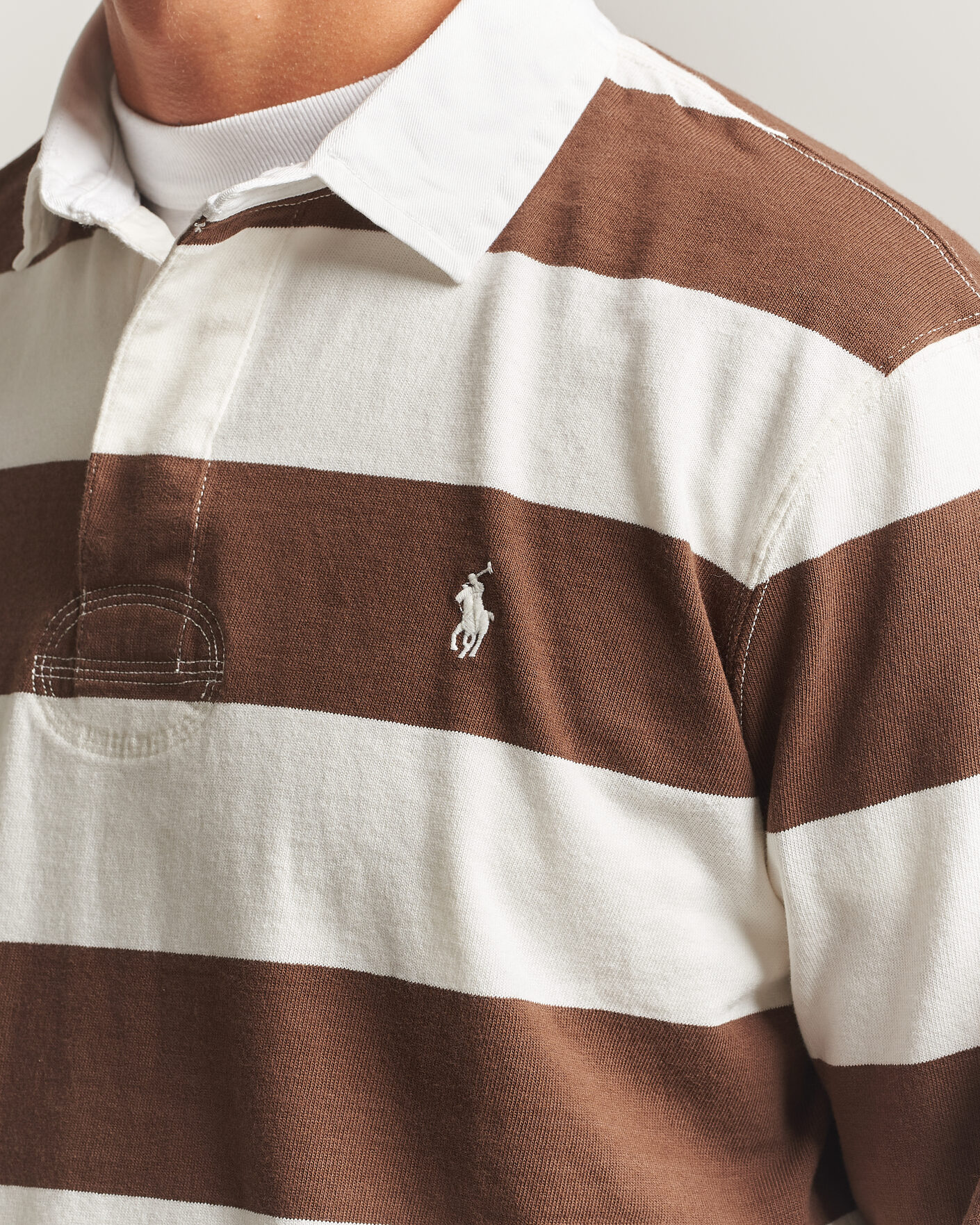 Herre | Gensere | Polo Ralph Lauren | Striped Jersey Rugger Cream/Brown