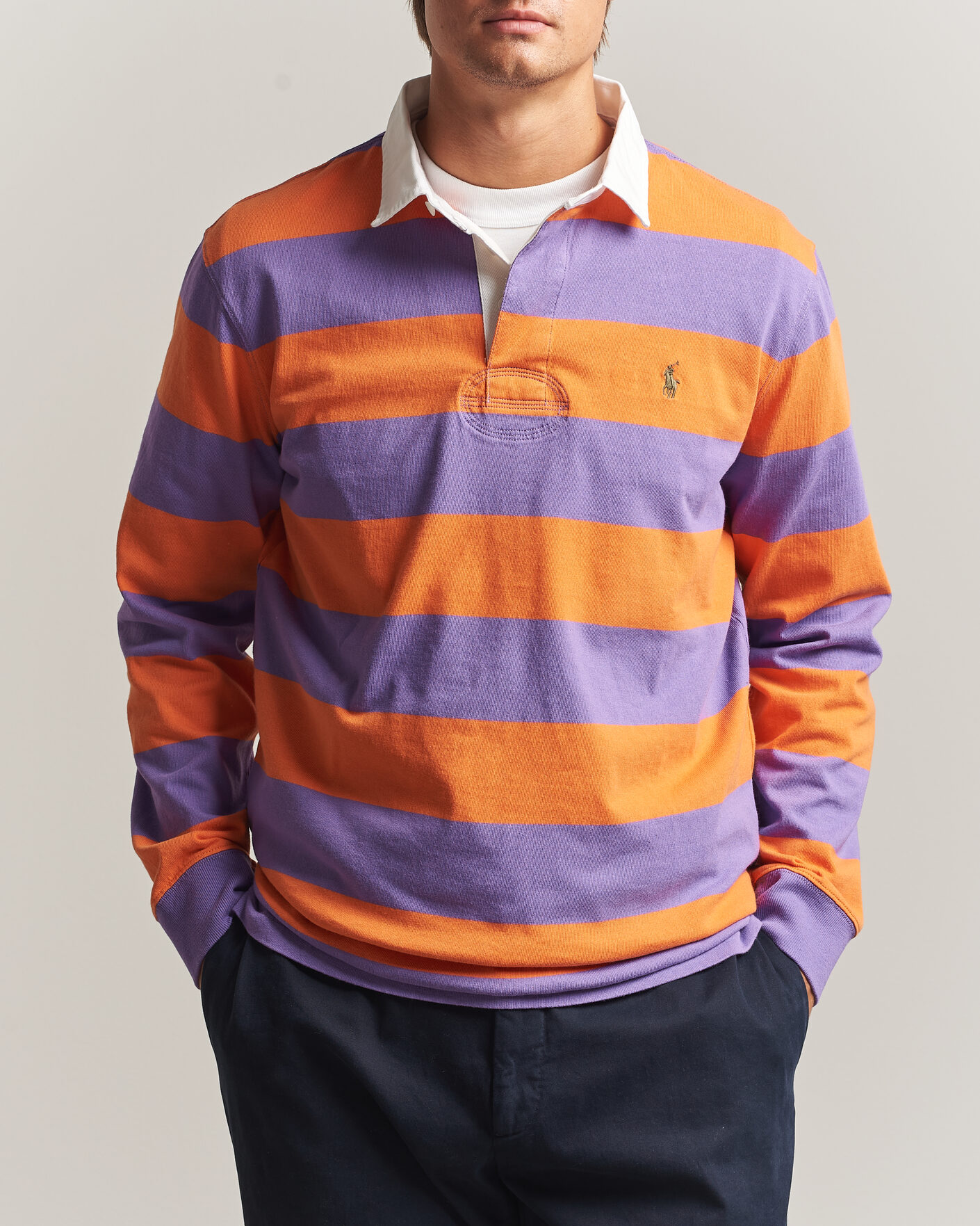 Herre | Gensere | Polo Ralph Lauren | Striped Jersey Rugger Purple/Orange