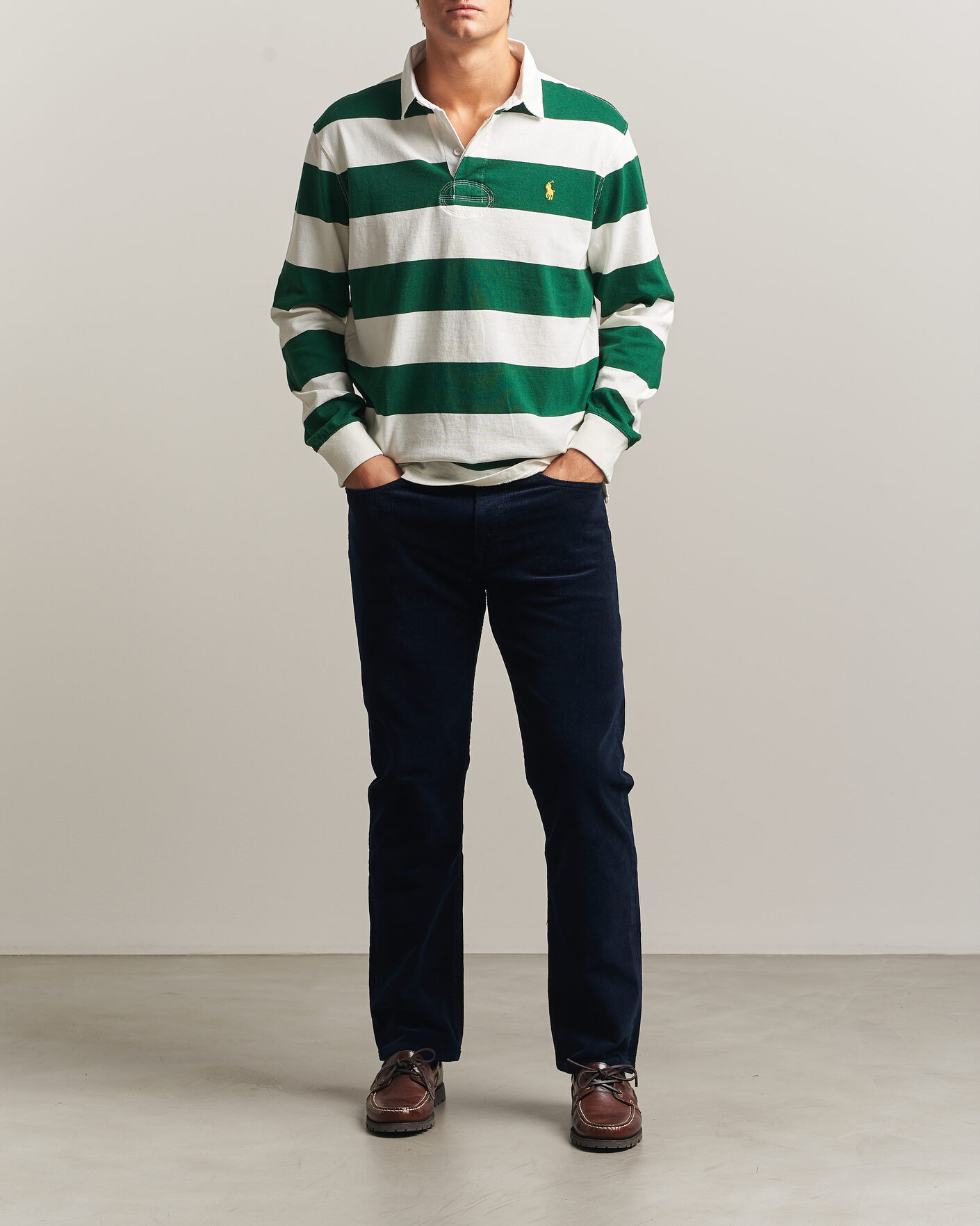 Herre | Gensere | Polo Ralph Lauren | Striped Jersey Rugger Cream/Forest