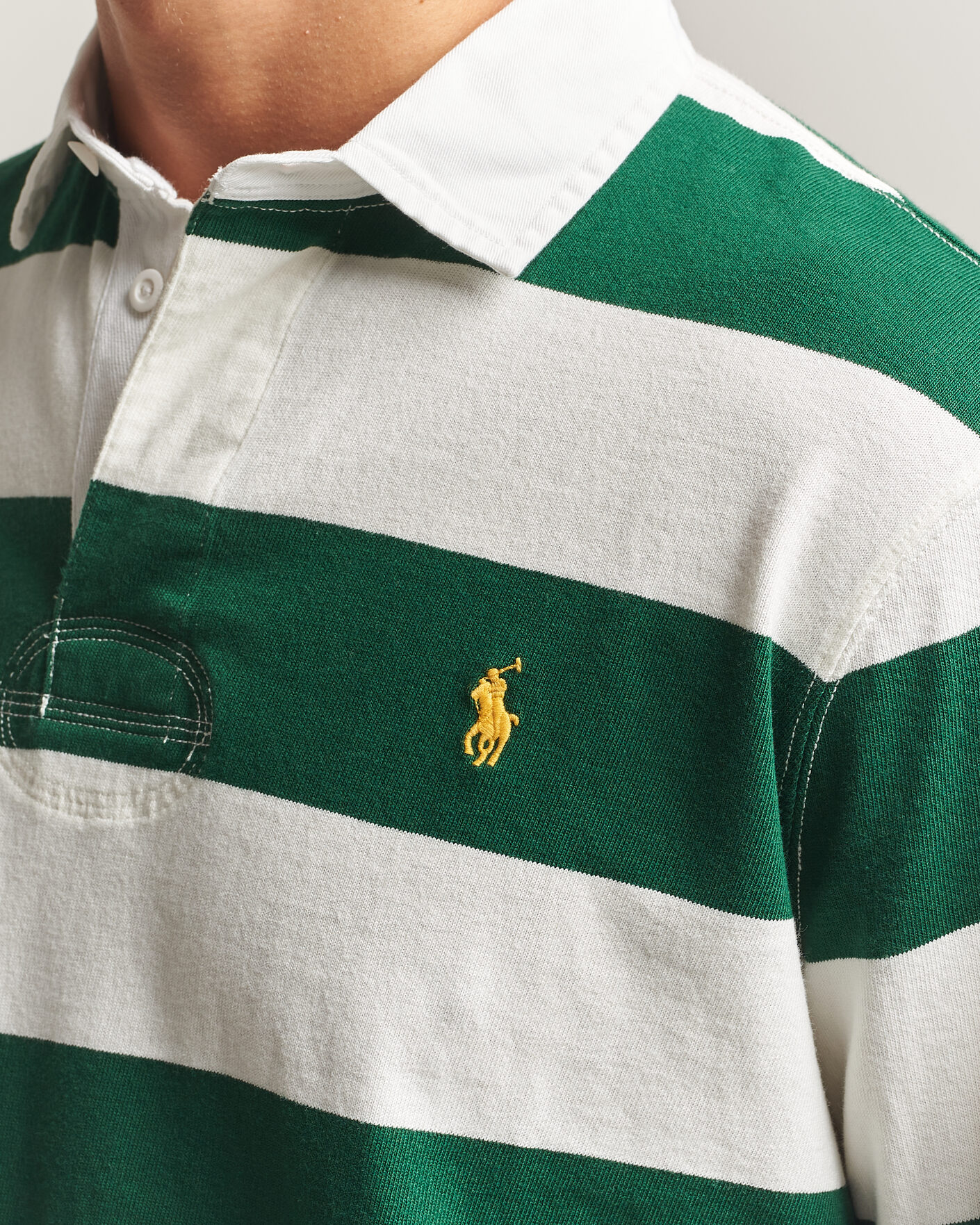 Herre | Gensere | Polo Ralph Lauren | Striped Jersey Rugger Cream/Forest