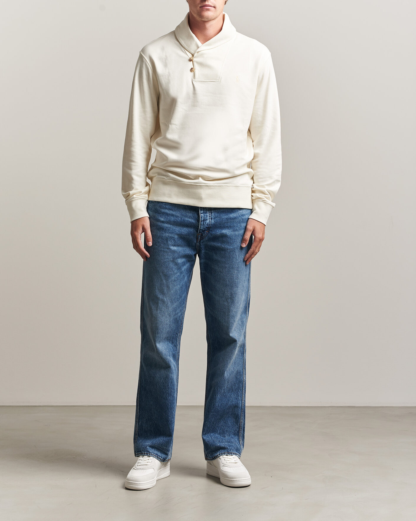 Herre | Gensere | Polo Ralph Lauren | Double Knitted Shawl Collar Sweater Pale Cream