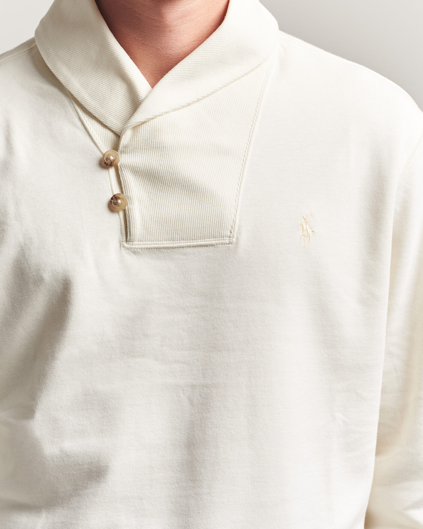 Herre | Gensere | Polo Ralph Lauren | Double Knitted Shawl Collar Sweater Pale Cream