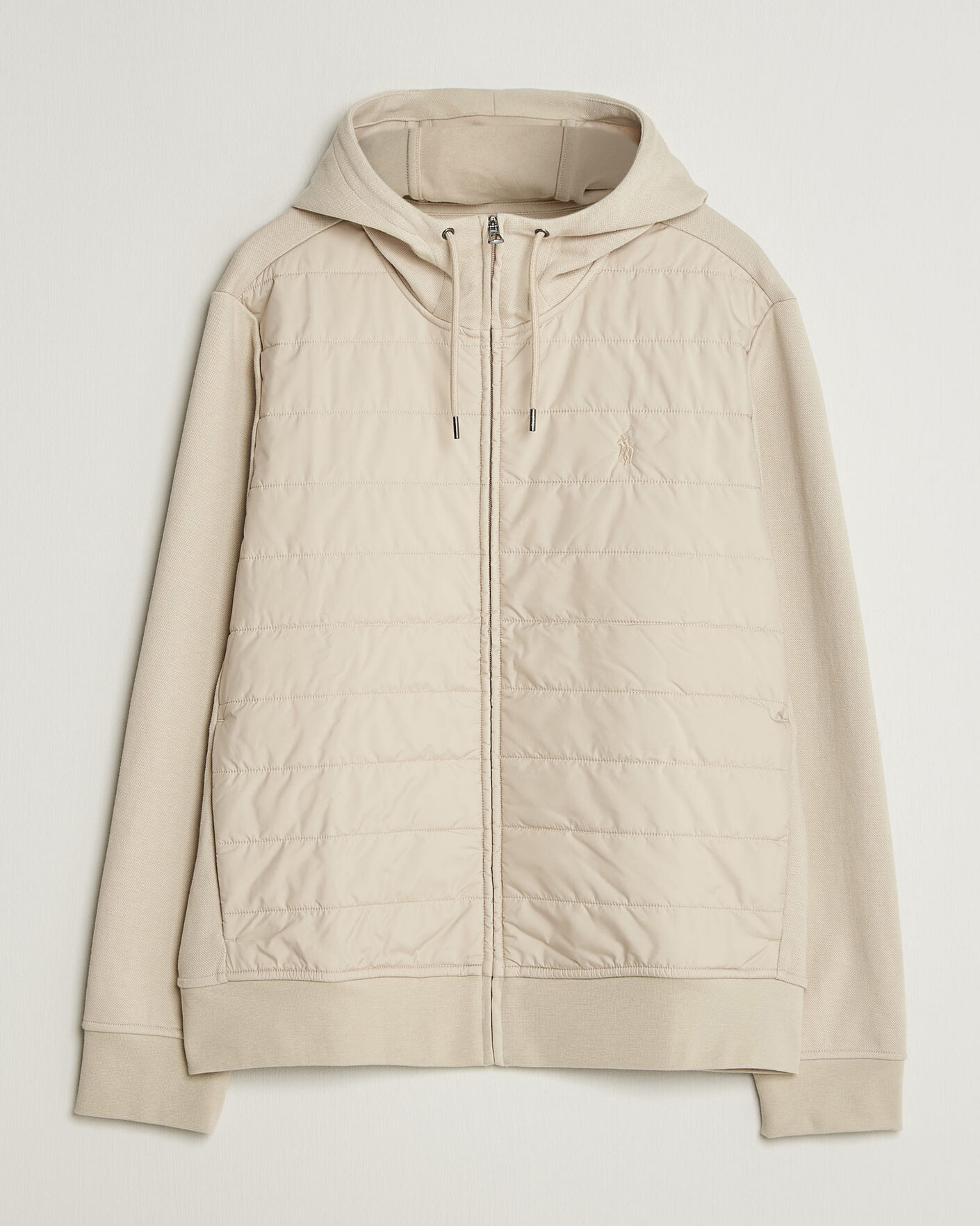 Herre | Gensere | Polo Ralph Lauren | Double Knitted Jaquard Full Zip Hoodie Stoneware Grey