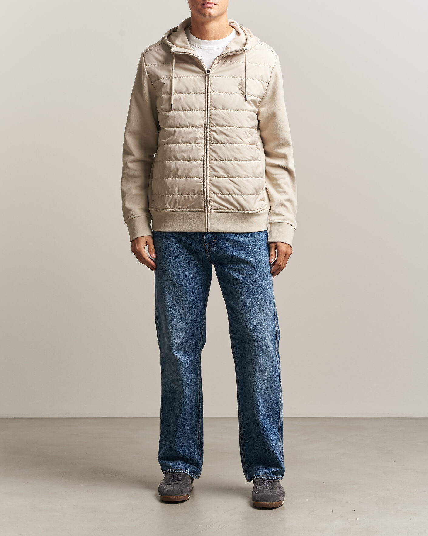 Herre | Gensere | Polo Ralph Lauren | Double Knitted Jaquard Full Zip Hoodie Stoneware Grey