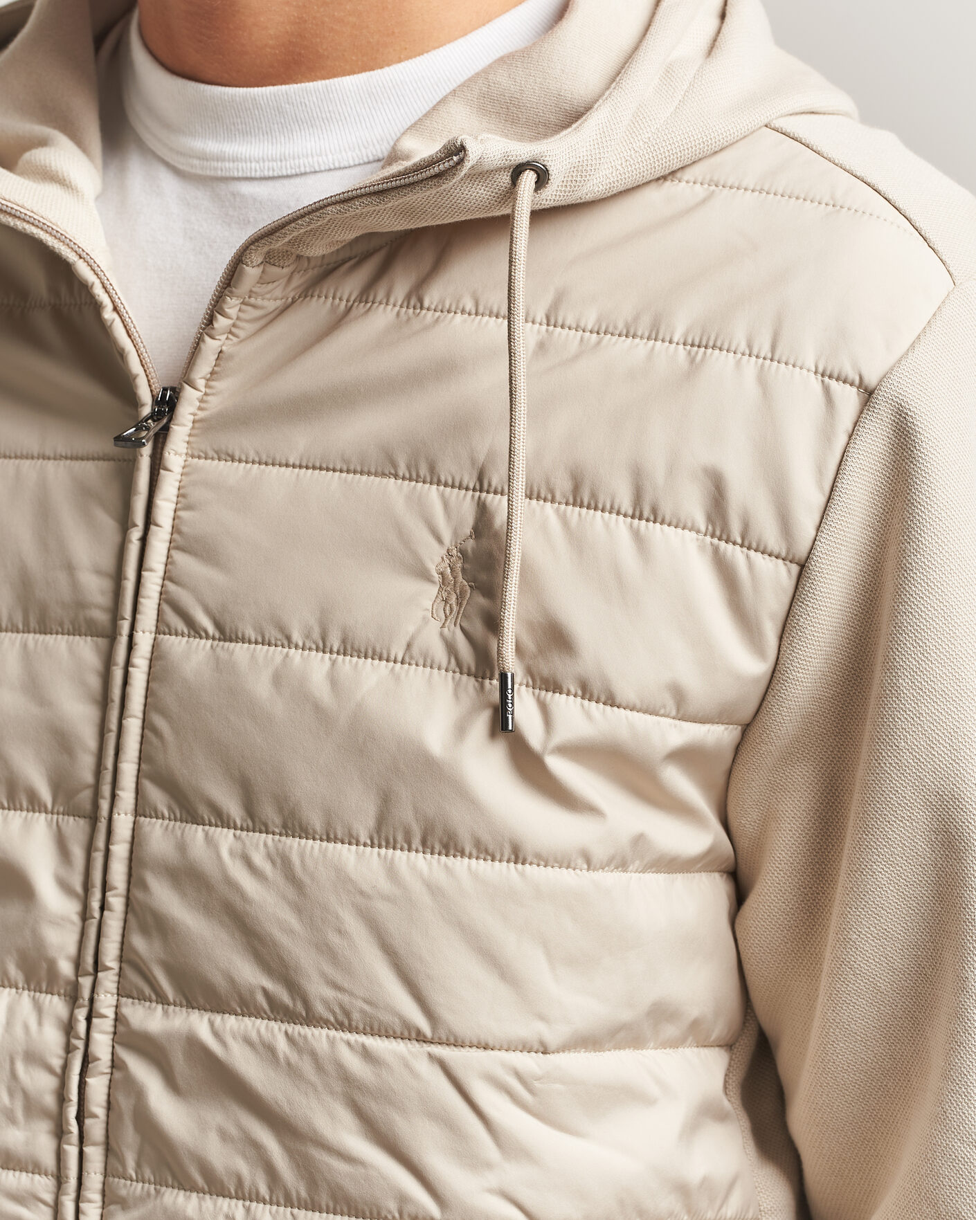 Herre | Gensere | Polo Ralph Lauren | Double Knitted Jaquard Full Zip Hoodie Stoneware Grey
