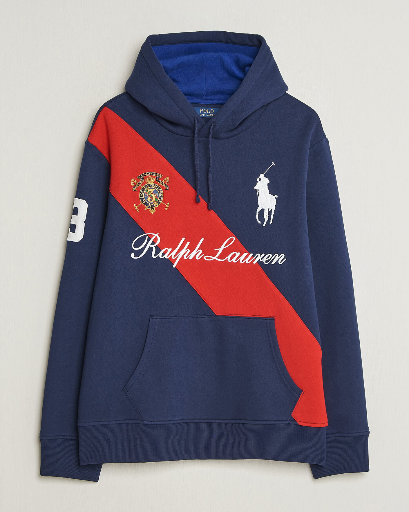 Herre | Gensere | Polo Ralph Lauren | Diagonal Stripe Big Pony Hoodie Newport Navy