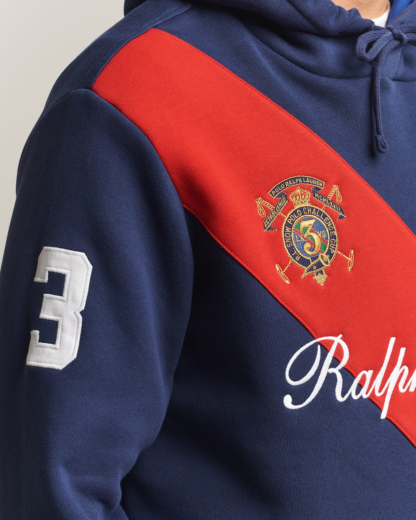 Herre | Gensere | Polo Ralph Lauren | Diagonal Stripe Big Pony Hoodie Newport Navy