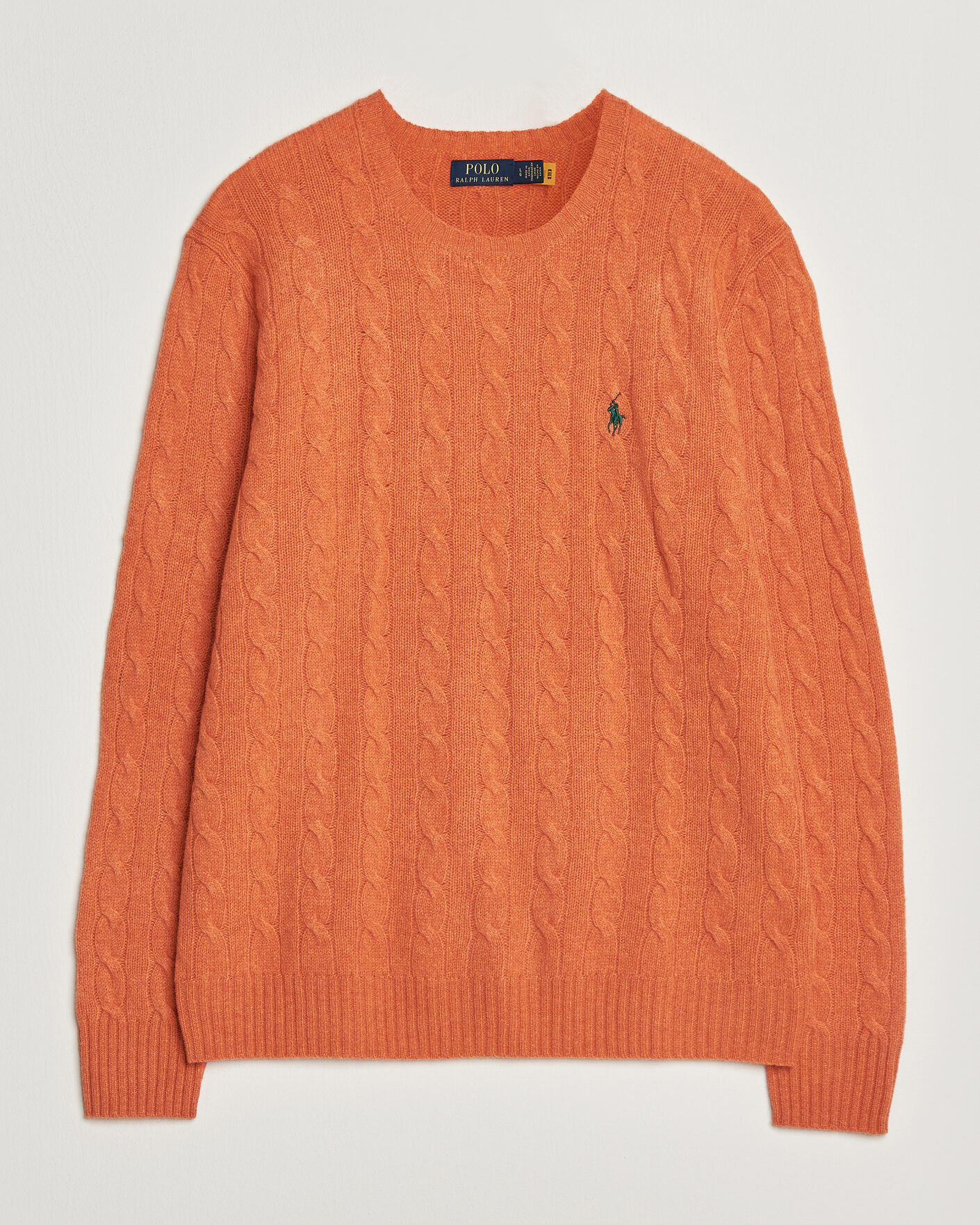 Herre | Gensere | Polo Ralph Lauren | Wool/Cashmere Cable Crew Neck Orange Jasper Heather