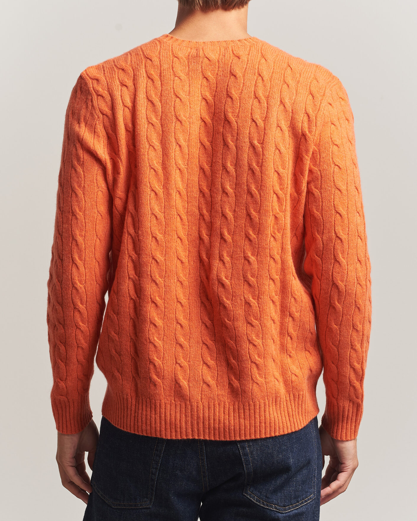 Herre | Gensere | Polo Ralph Lauren | Wool/Cashmere Cable Crew Neck Orange Jasper Heather