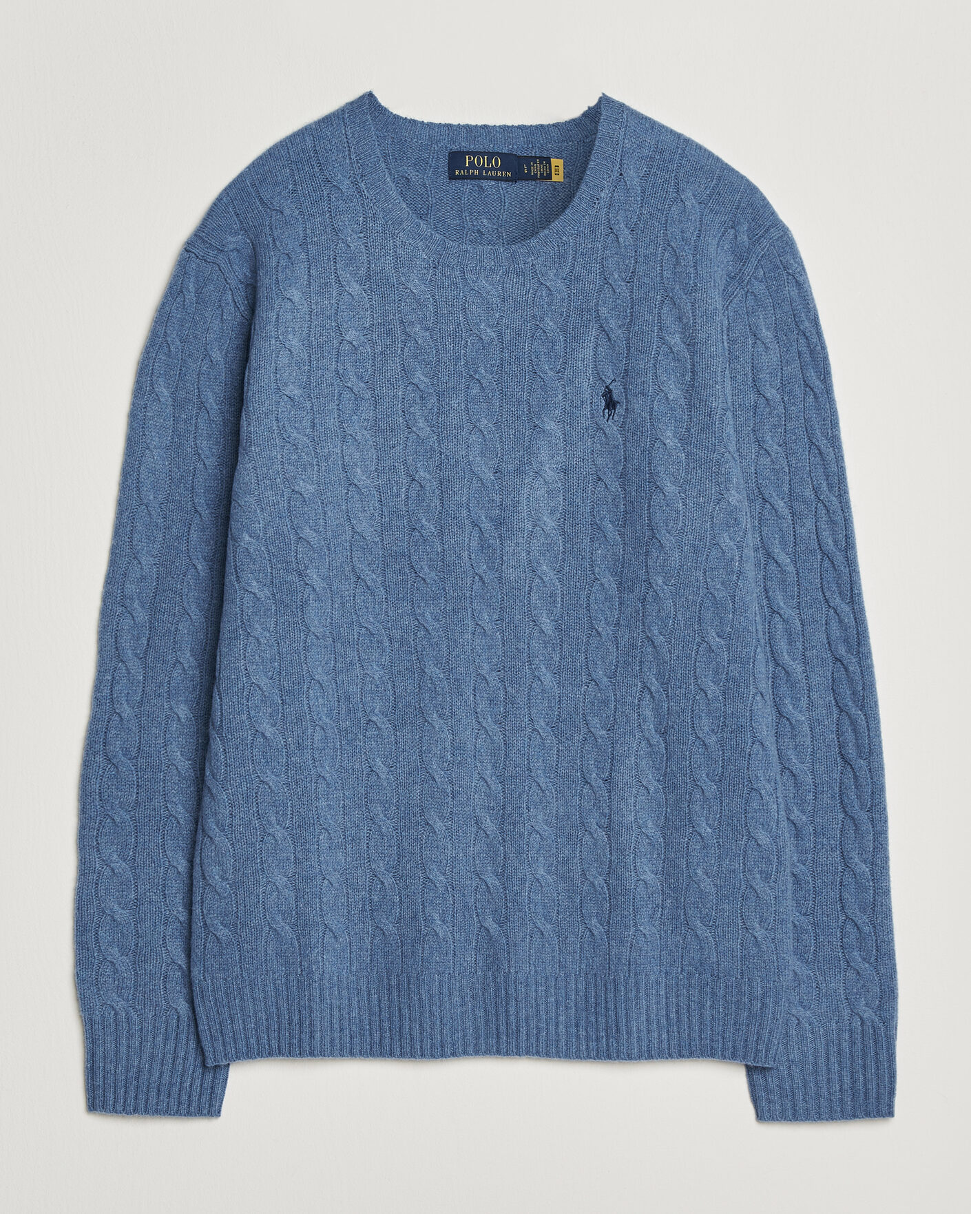 Herre | Gensere | Polo Ralph Lauren | Wool/Cashmere Cable Crew Neck Blue Borage Heather