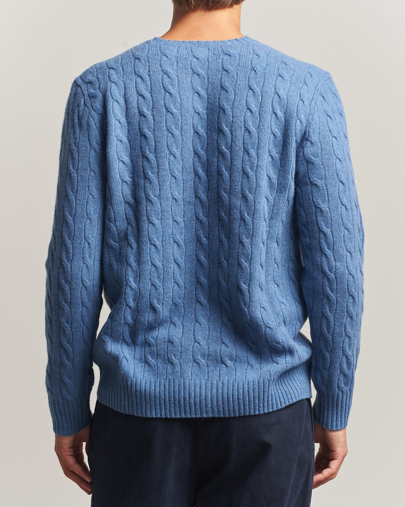 Herre | Gensere | Polo Ralph Lauren | Wool/Cashmere Cable Crew Neck Blue Borage Heather