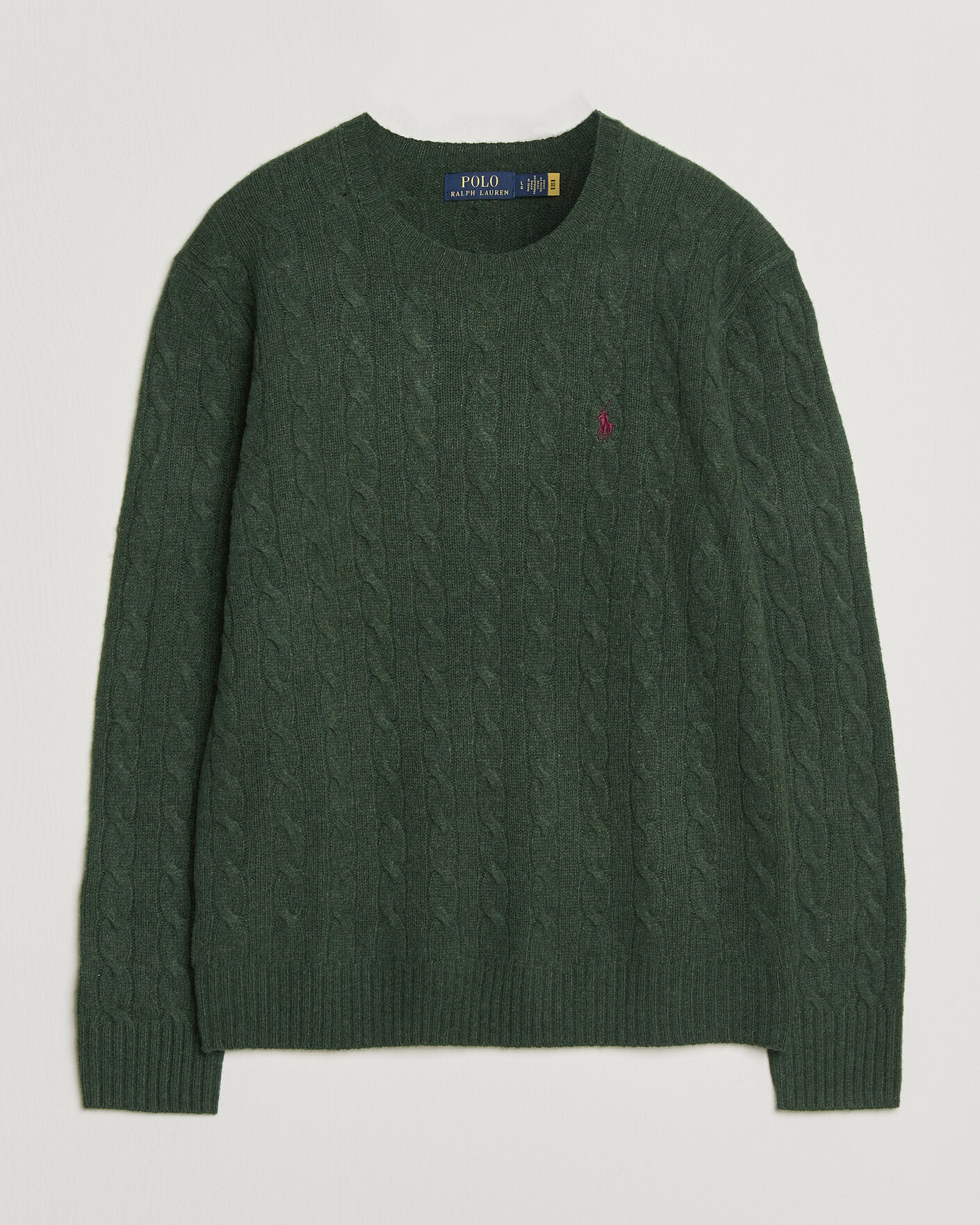 Herre | Gensere | Polo Ralph Lauren | Wool/Cashmere Cable Crew Neck Lodgepole Pine Heather