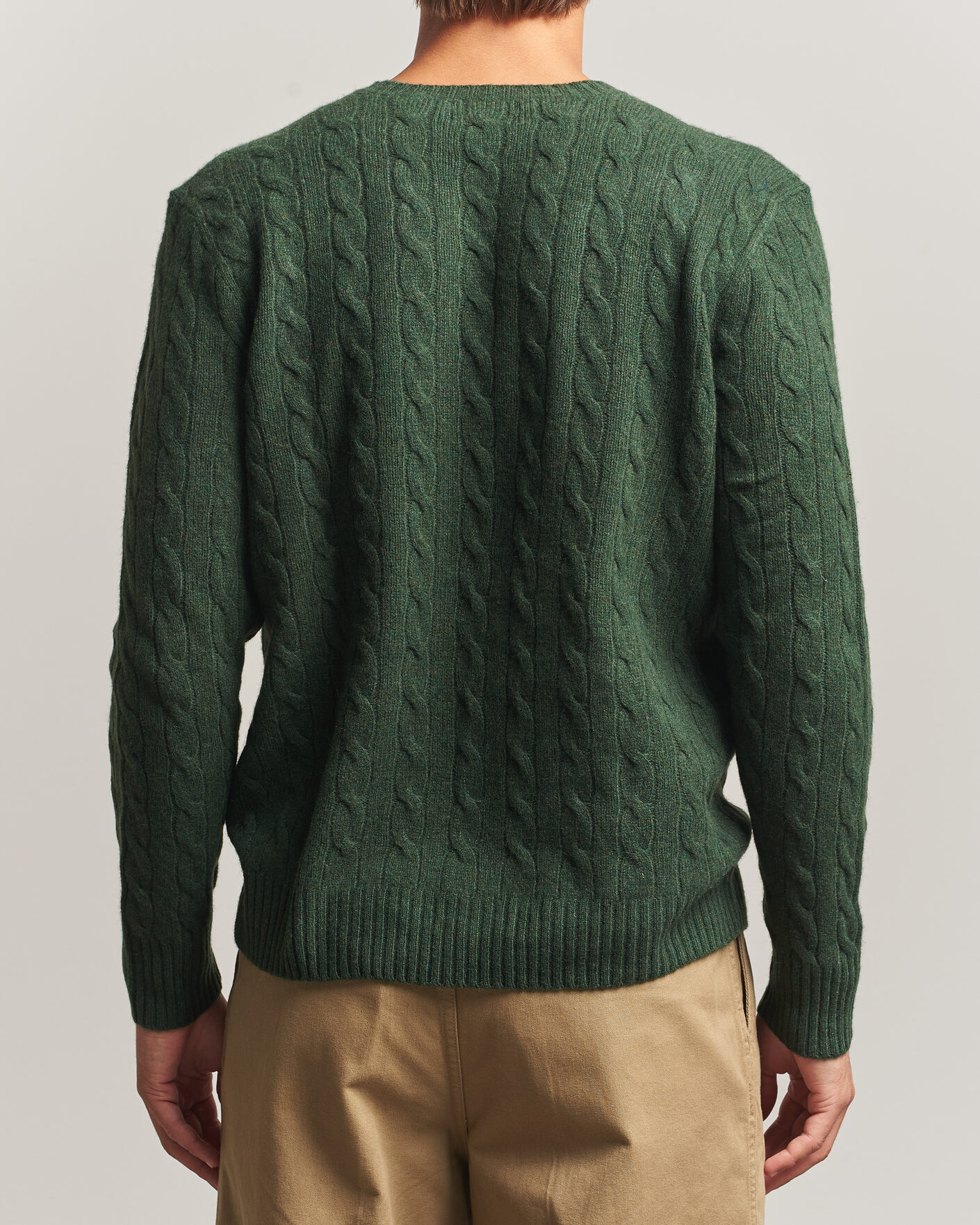 Herre | Gensere | Polo Ralph Lauren | Wool/Cashmere Cable Crew Neck Lodgepole Pine Heather