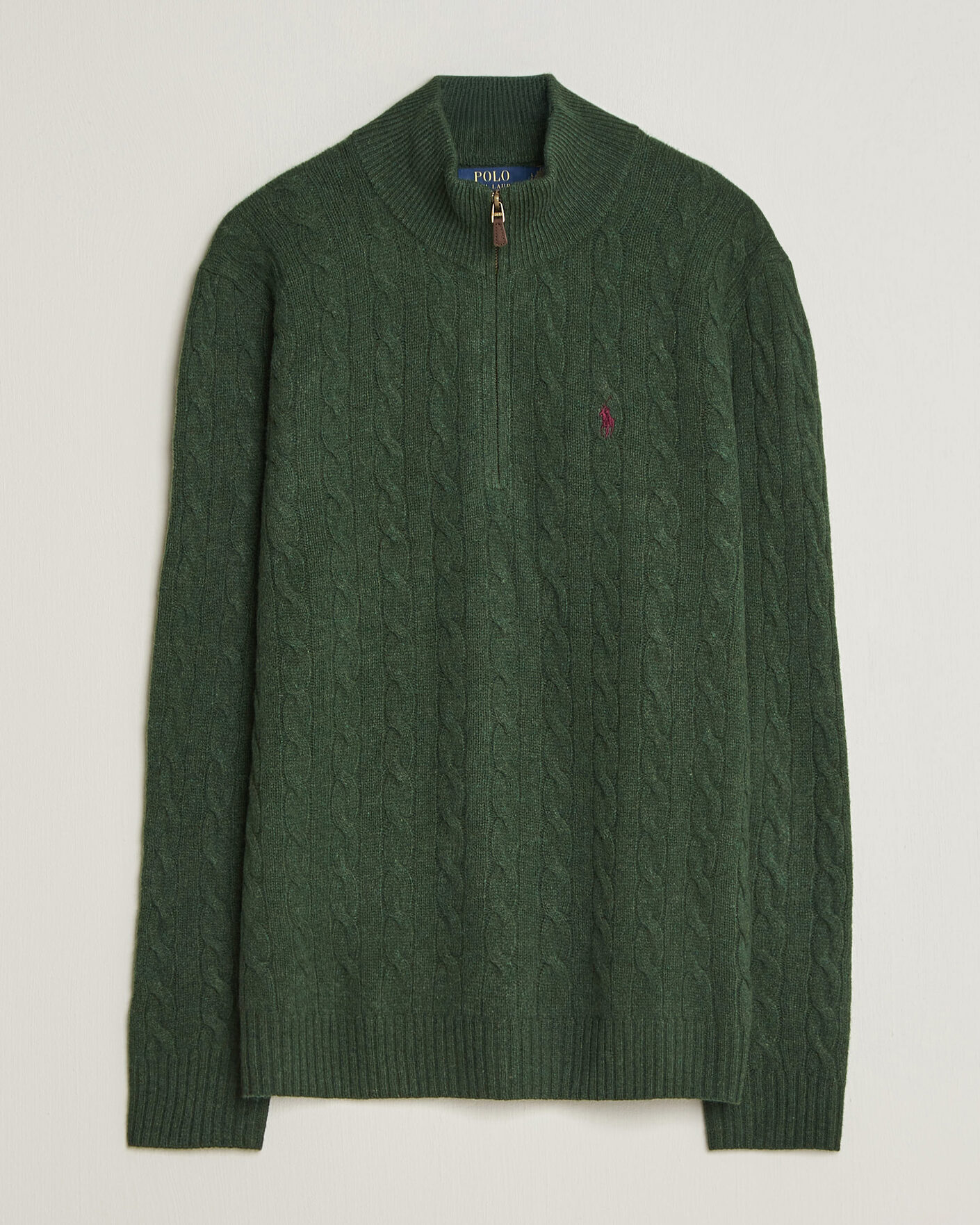 Herre | Gensere | Polo Ralph Lauren | Wool/Cashmere Cable Half Zip Lodgepole Pine Heather