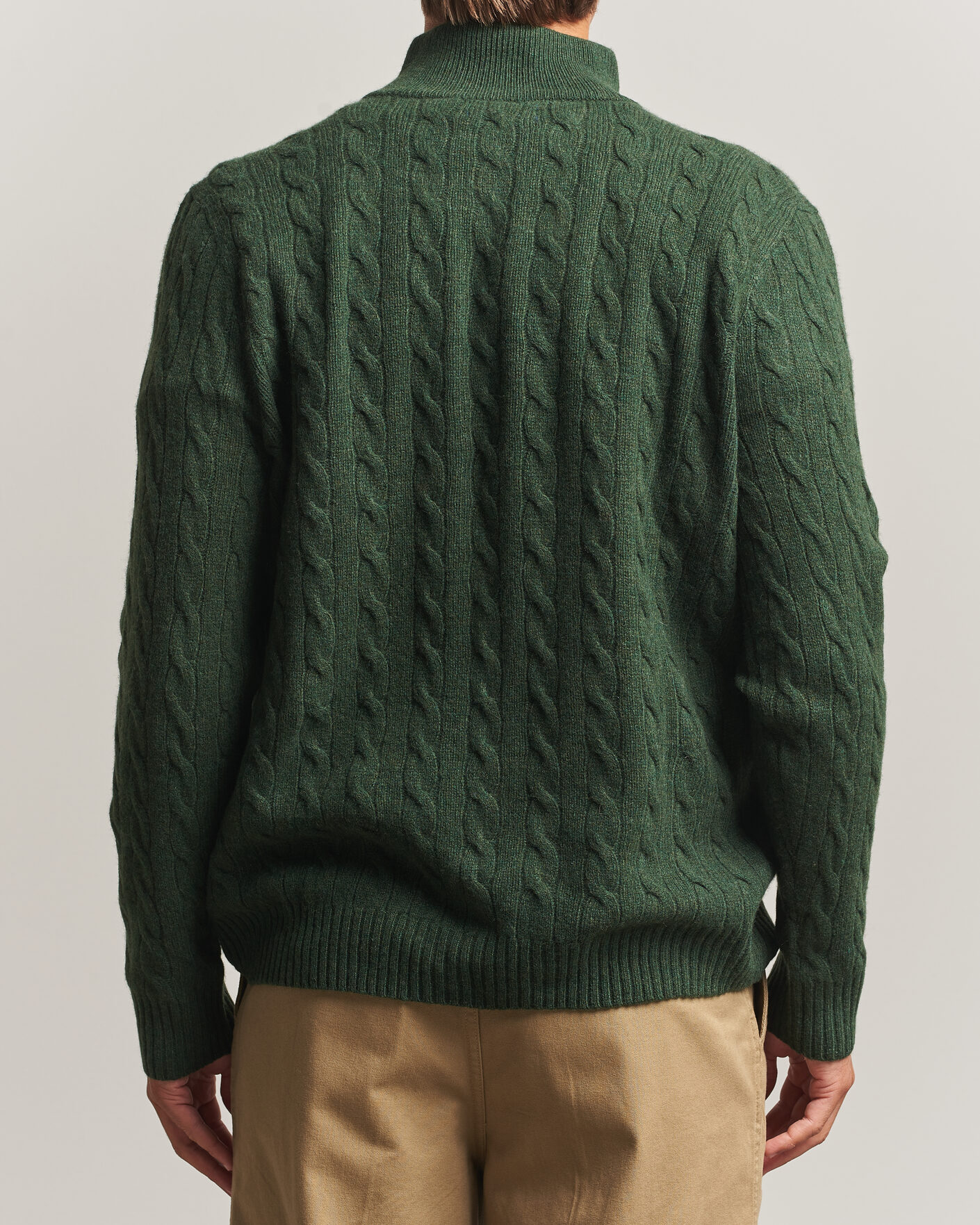 Herre | Gensere | Polo Ralph Lauren | Wool/Cashmere Cable Half Zip Lodgepole Pine Heather