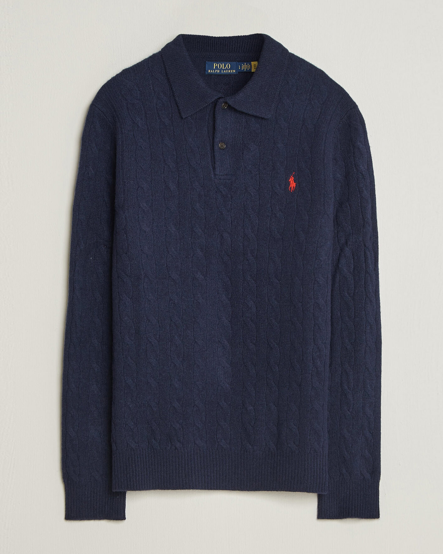 Herre | Gensere | Polo Ralph Lauren | Wool/Cashmere Cable Knit Polo Hunter Navy