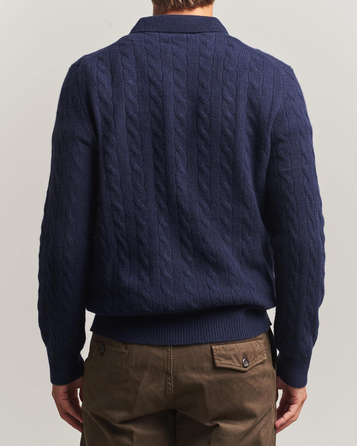 Herre | Gensere | Polo Ralph Lauren | Wool/Cashmere Cable Knit Polo Hunter Navy