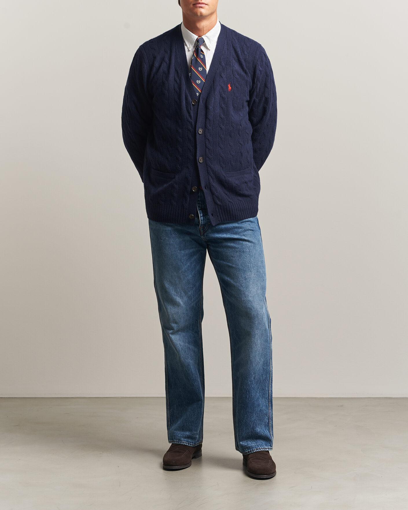Herre | Gensere | Polo Ralph Lauren | Wool/Cashmere Cable Cardigan Hunter Navy