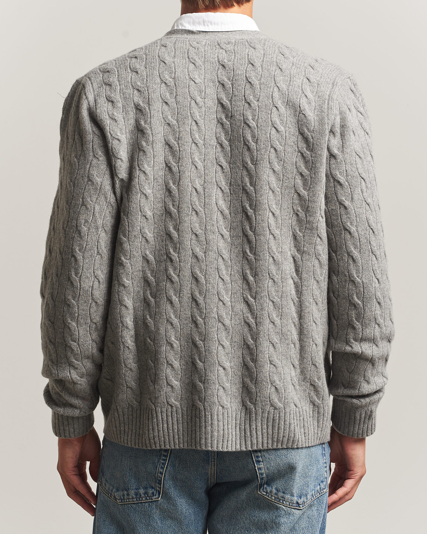 Herre | Gensere | Polo Ralph Lauren | Wool/Cashmere Cable Cardigan Fawn Grey Heather