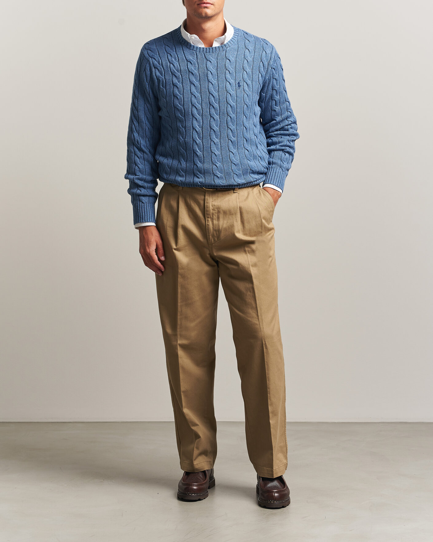 Herre | Gensere | Polo Ralph Lauren | Cotton Cable Pullover Blue Borage Heather