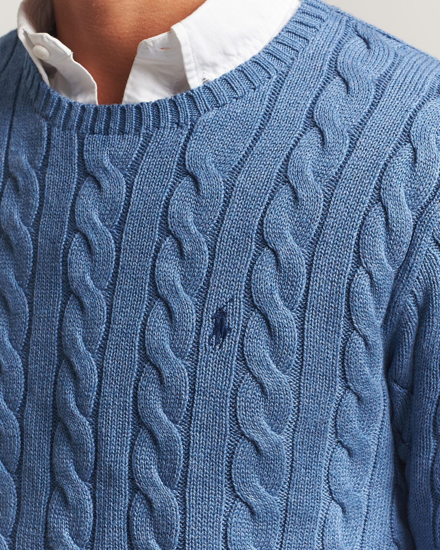 Herre | Gensere | Polo Ralph Lauren | Cotton Cable Pullover Blue Borage Heather