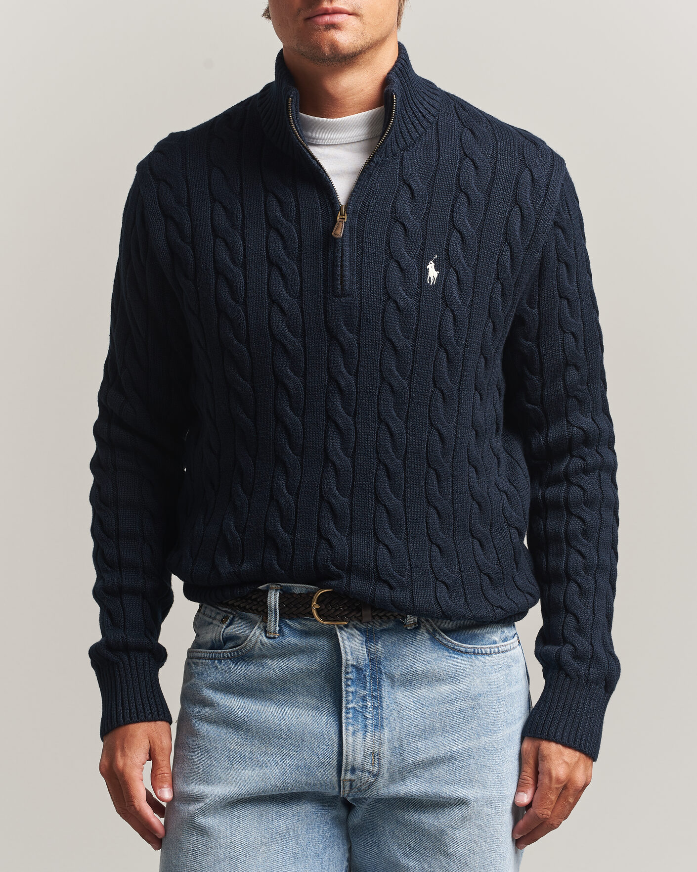 Herre | Gensere | Polo Ralph Lauren | Cotton Cable Half Zip Hunter Navy