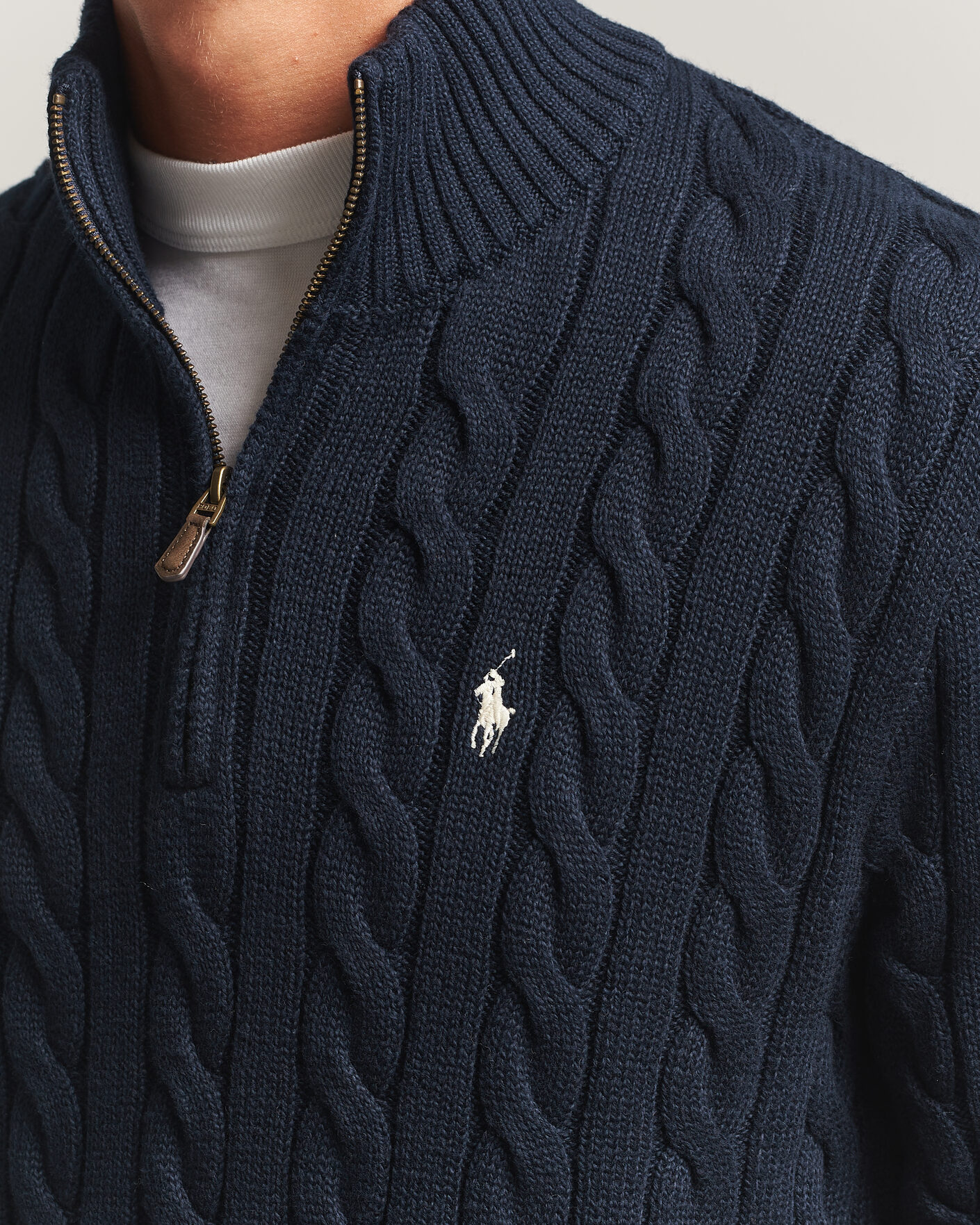 Herre | Gensere | Polo Ralph Lauren | Cotton Cable Half Zip Hunter Navy