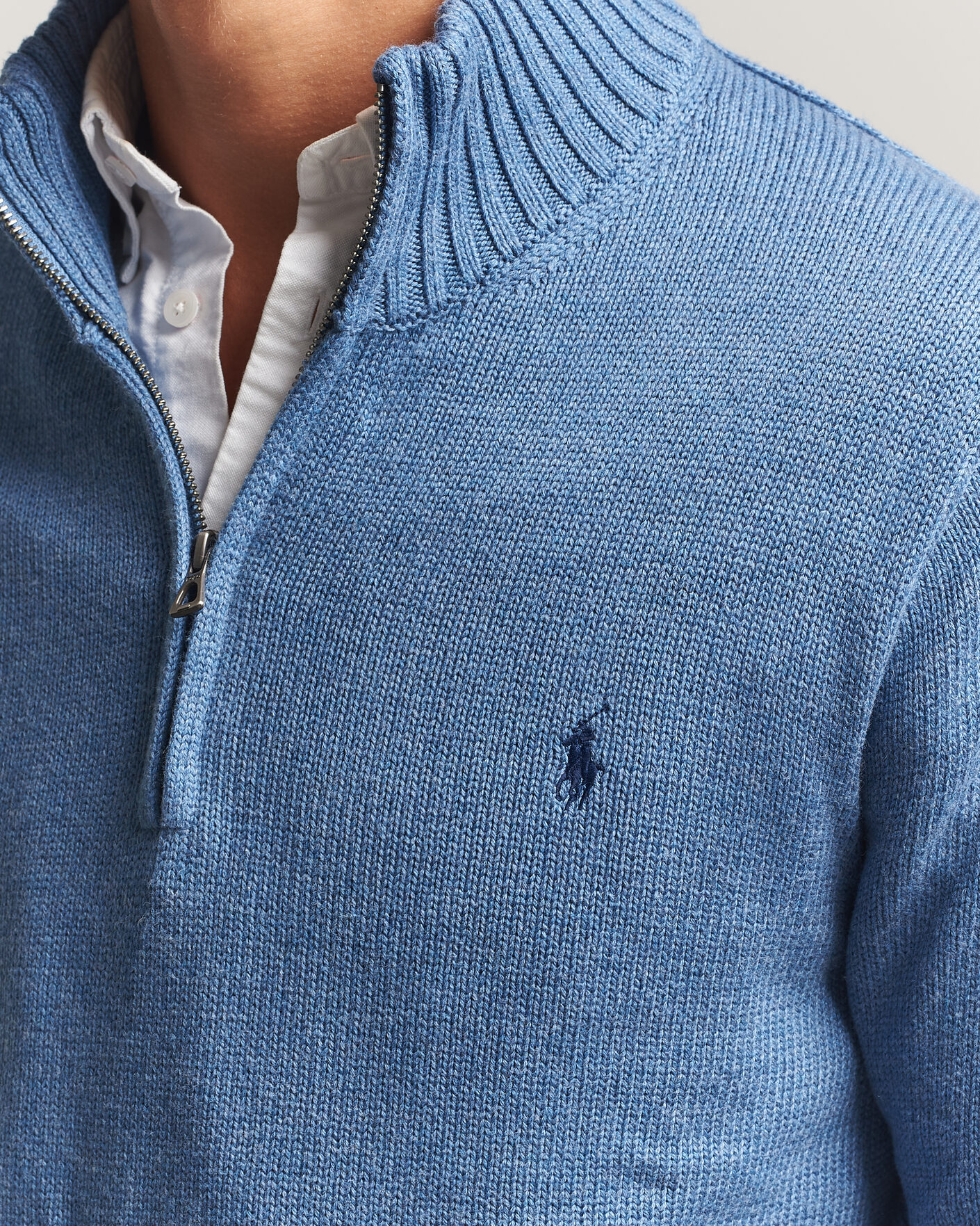 Herre | Gensere | Polo Ralph Lauren | Cotton Pullover Half Zip Blue Borage Heather