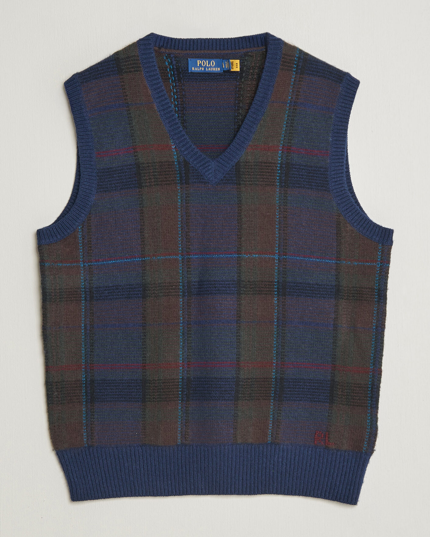 Herre | Gensere | Polo Ralph Lauren | Hudson Cotton Blend V-Neck Vest Navy Multi