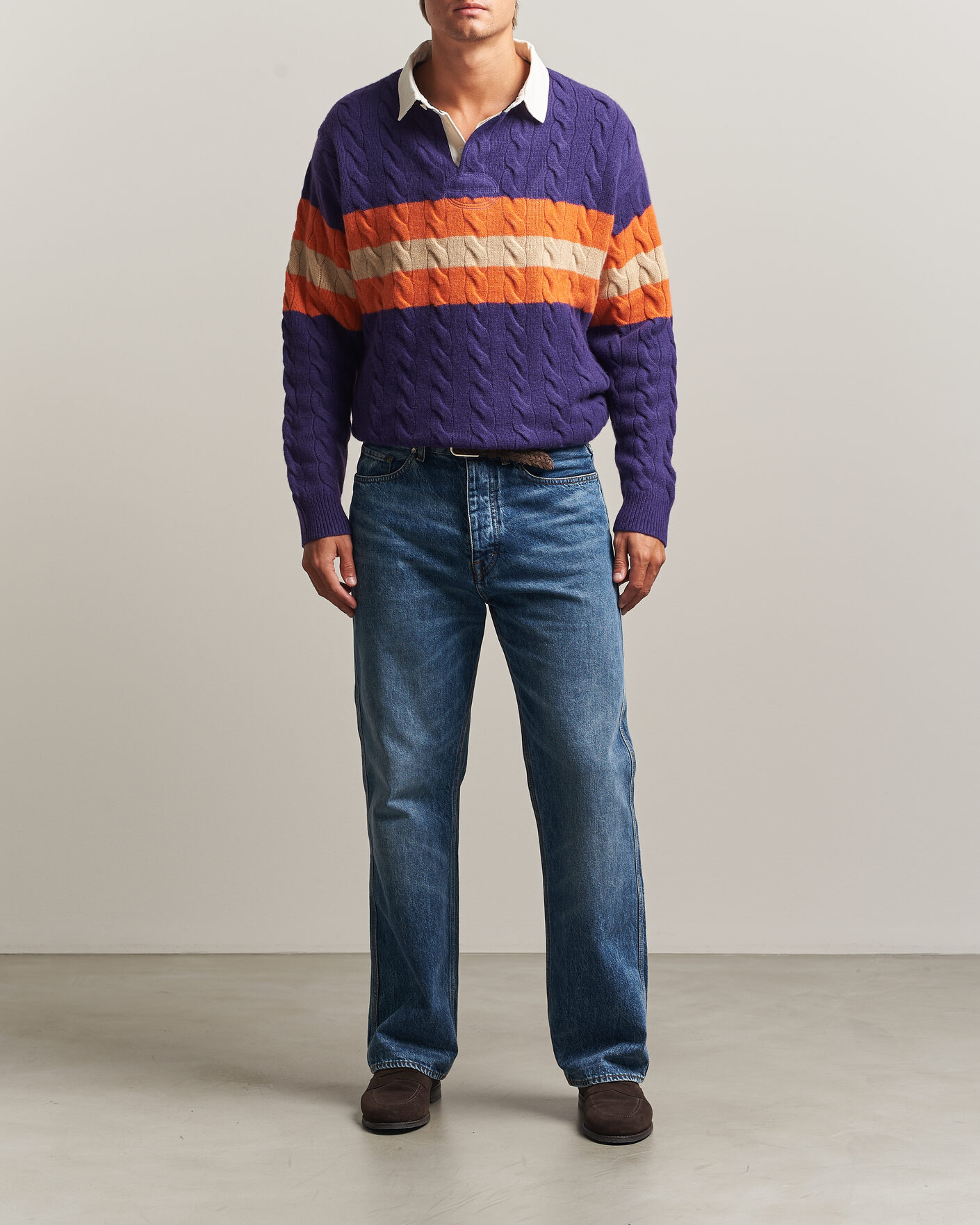 Herre | Gensere | Polo Ralph Lauren | Wool Blend Cable Knitted Polo Purple Combo