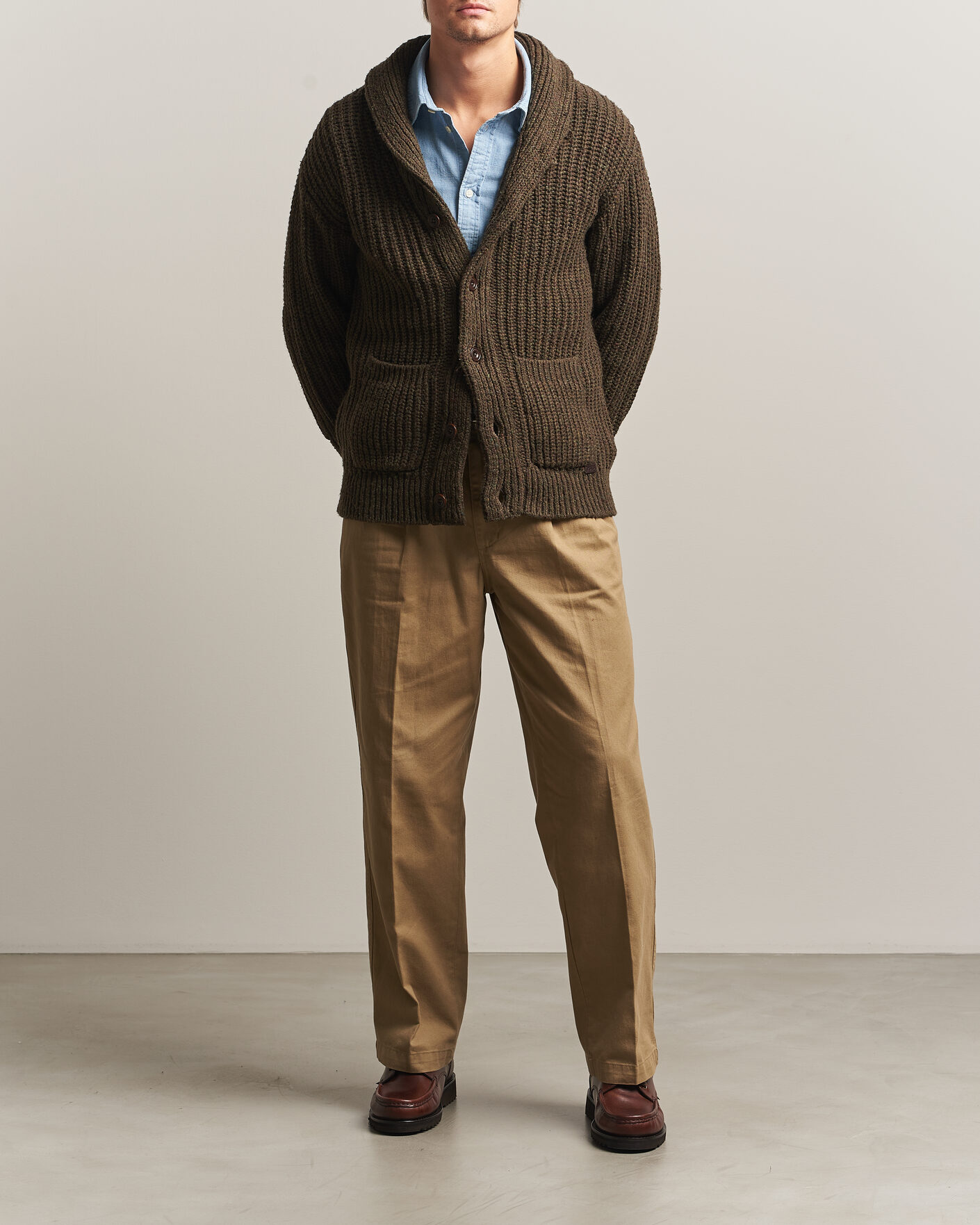 Herre | Gensere | Polo Ralph Lauren | Wool Blend Shawl Collar Cardigan Olive Brown Marl