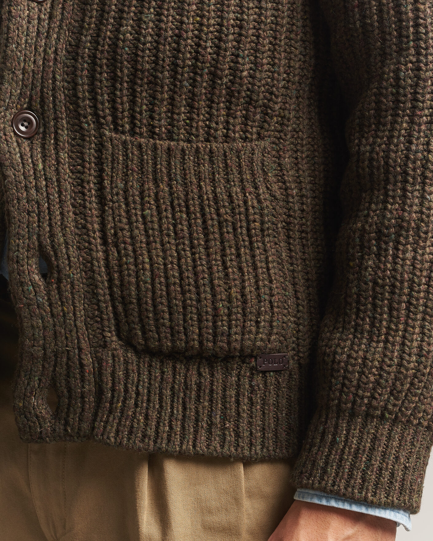 Herre | Gensere | Polo Ralph Lauren | Wool Blend Shawl Collar Cardigan Olive Brown Marl