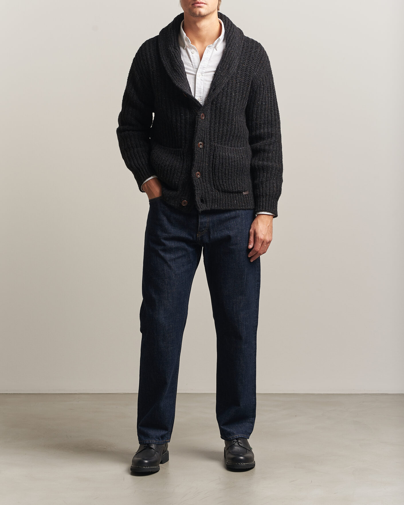 Herre | Gensere | Polo Ralph Lauren | Wool Blend Shawl Collar Cardigan Black Marl