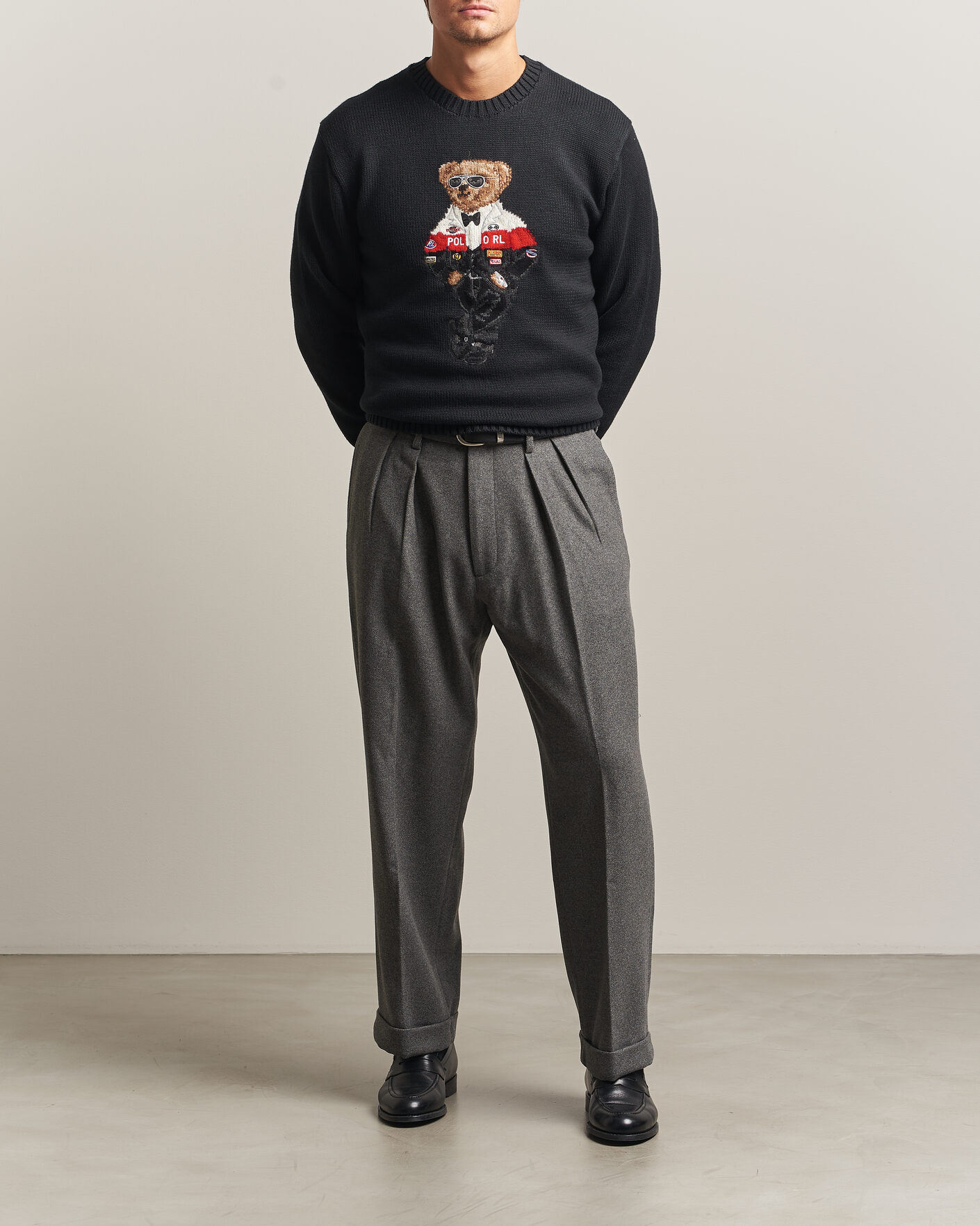 Herre | Gensere | Polo Ralph Lauren | Cotton Blend Bear Sweater Polo Black