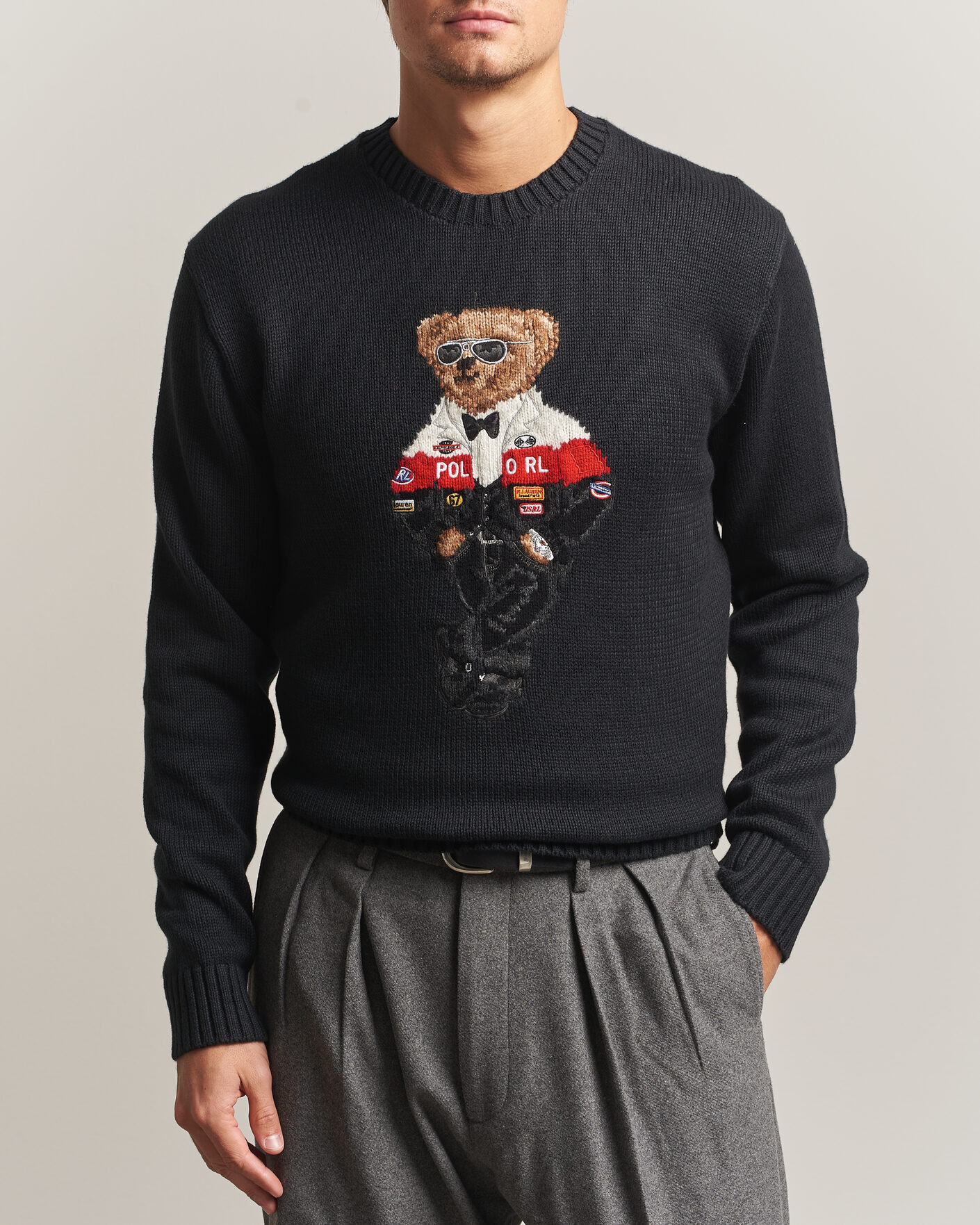 Herre | Gensere | Polo Ralph Lauren | Cotton Blend Bear Sweater Polo Black