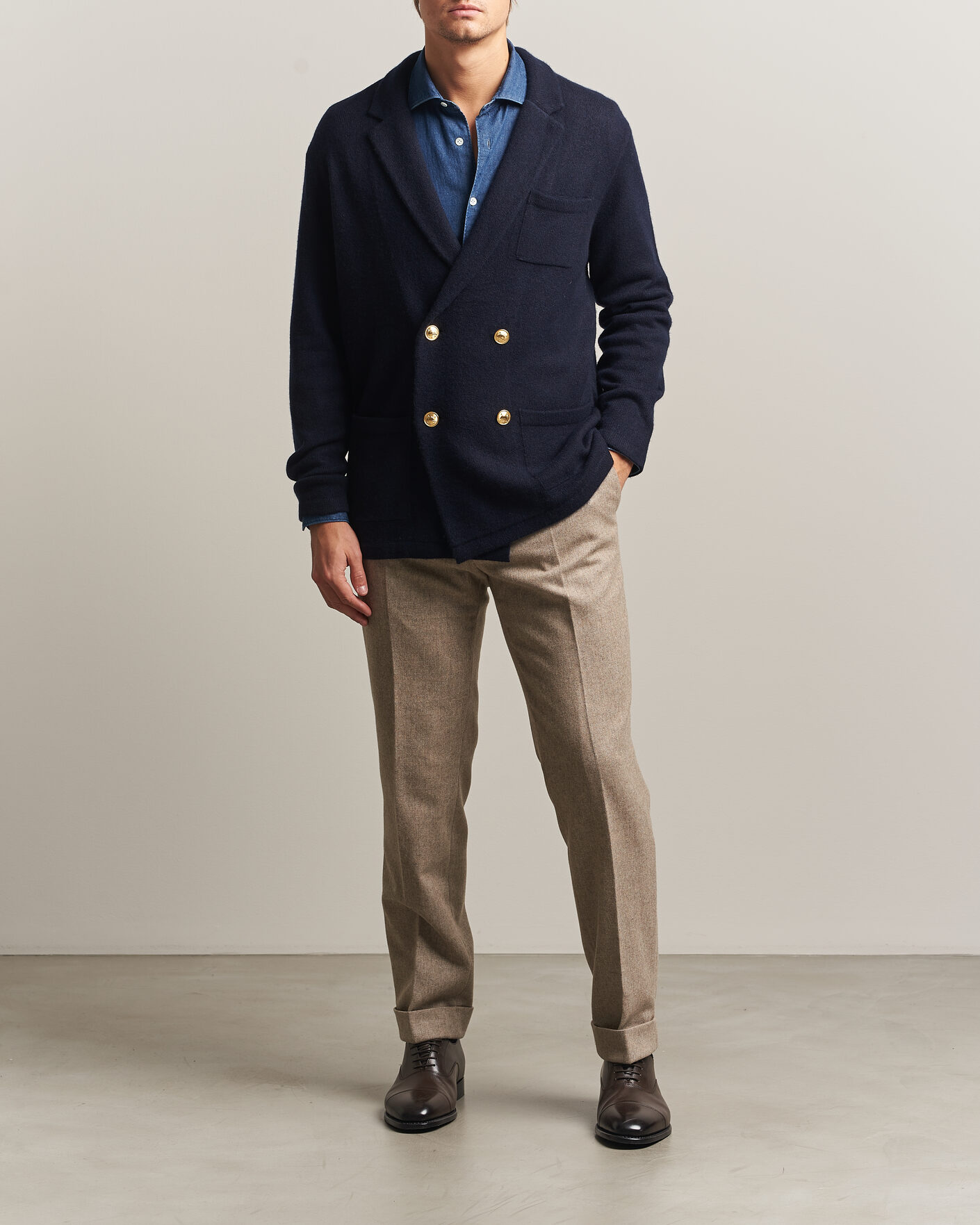 Herre | Gensere | Polo Ralph Lauren | Double Breasted Cashmere Cardigan Aviator Navy