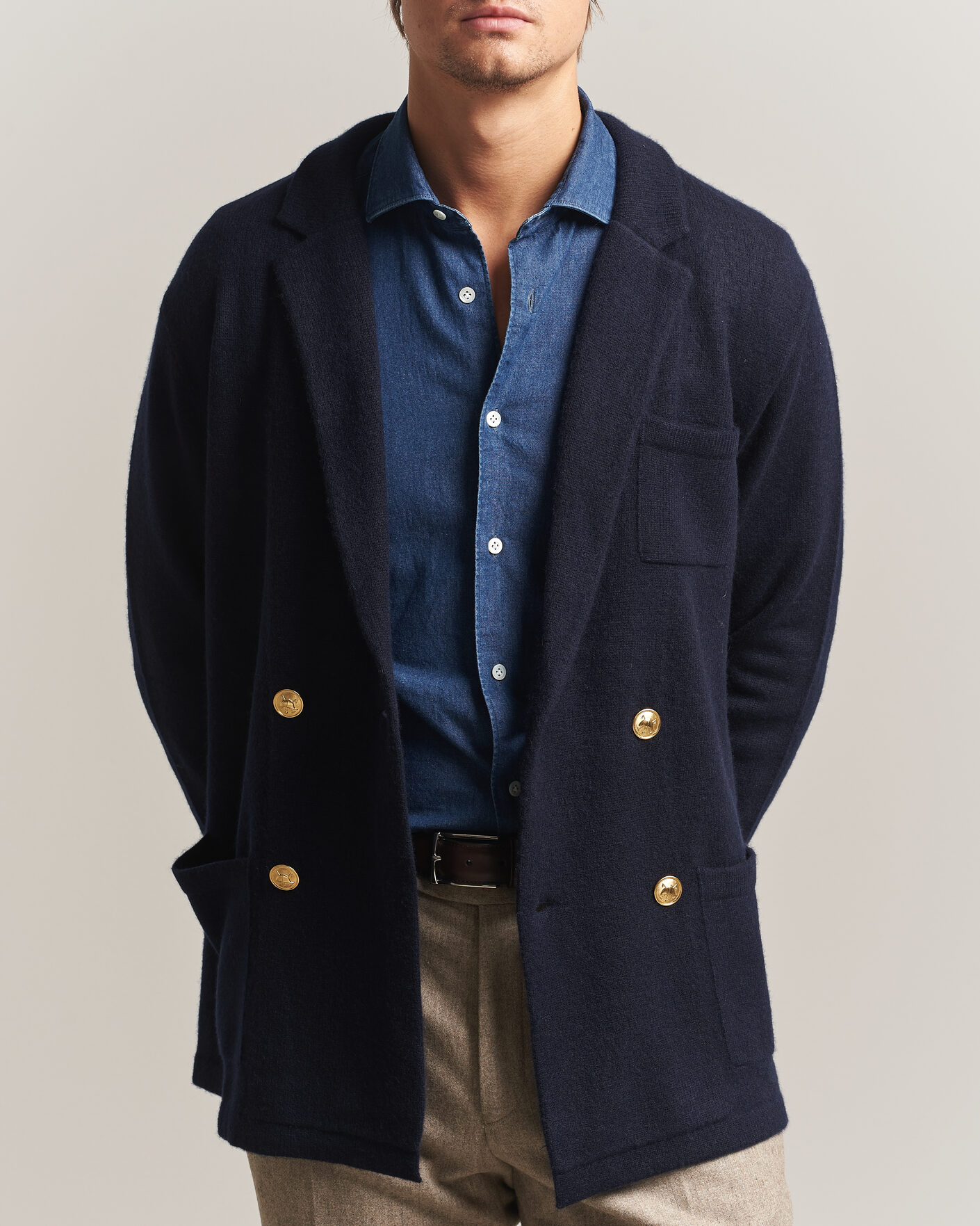 Herre | Gensere | Polo Ralph Lauren | Double Breasted Cashmere Cardigan Aviator Navy