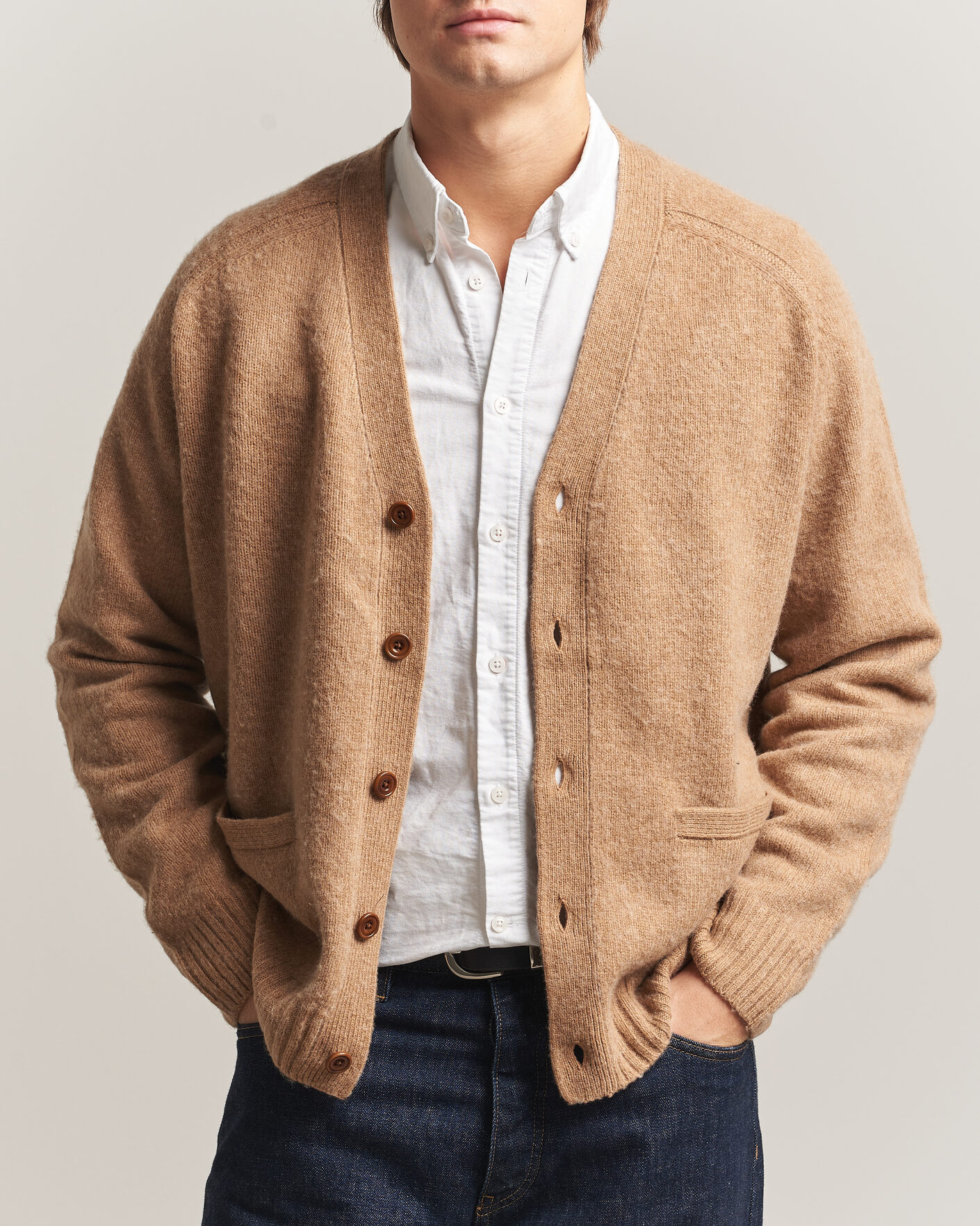 Herre | Gensere | Polo Ralph Lauren | Wool/Cashmere Patch Cardigan Crouton Tan Heather