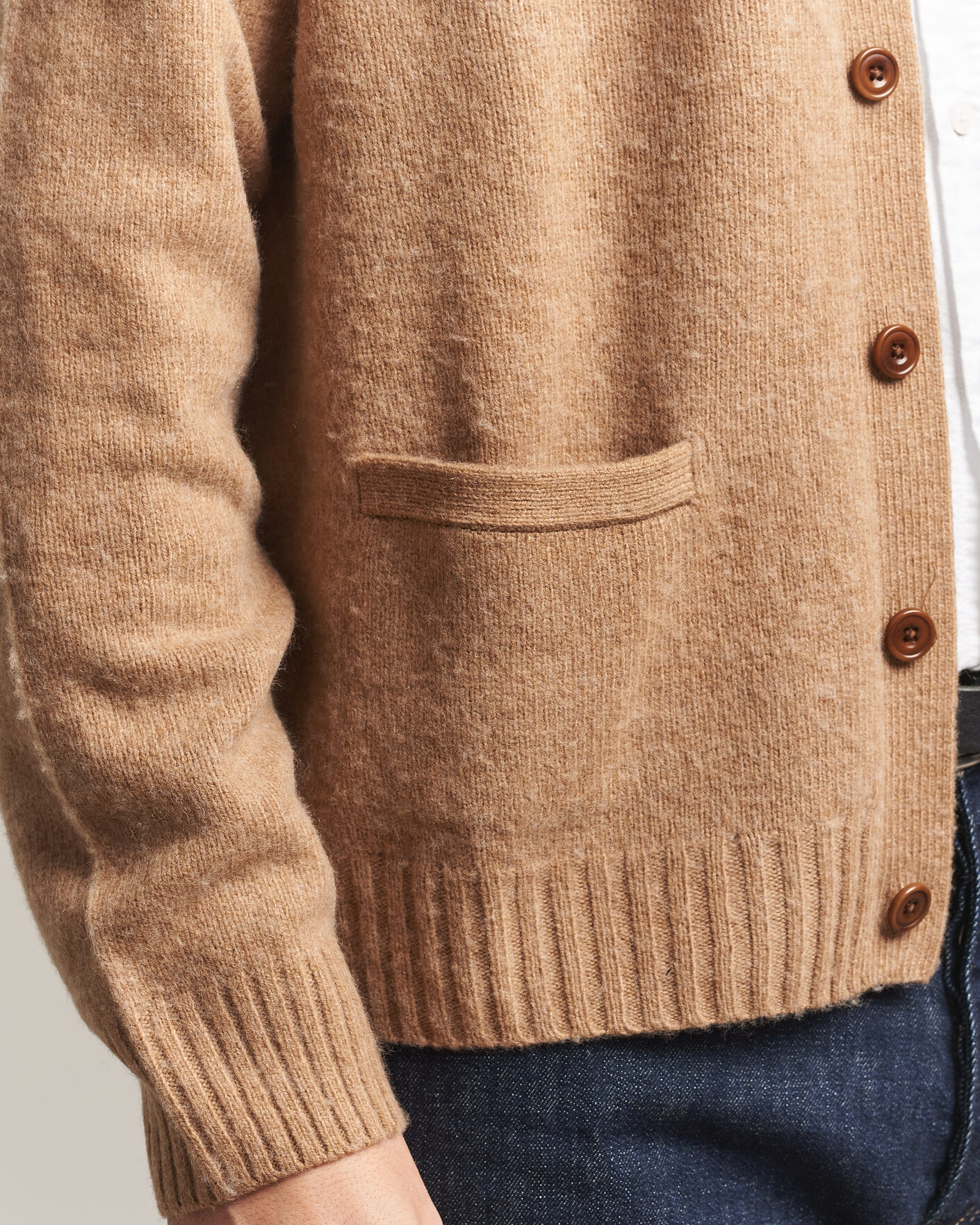 Herre | Gensere | Polo Ralph Lauren | Wool/Cashmere Patch Cardigan Crouton Tan Heather