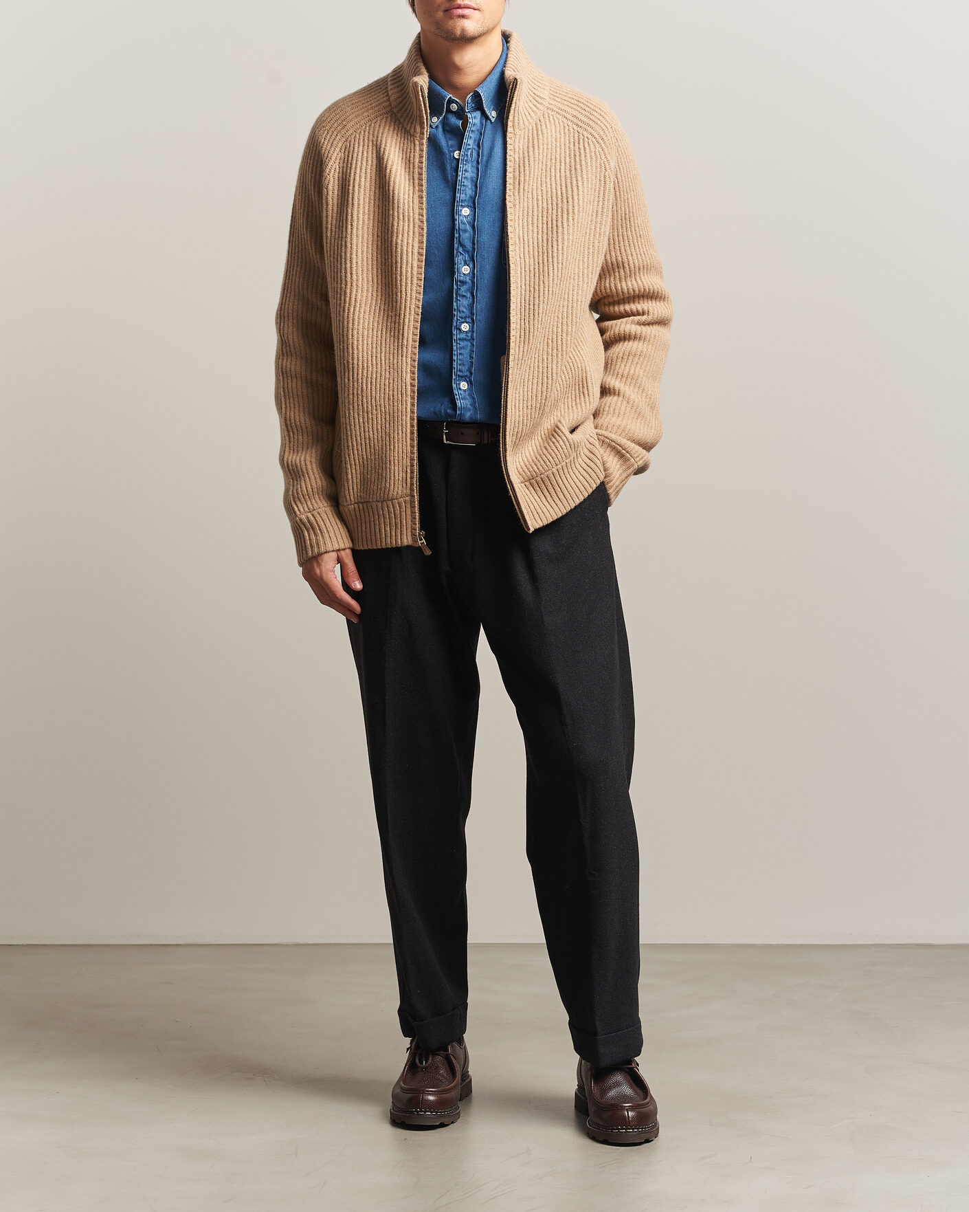 Herre | Gensere | Polo Ralph Lauren | Wool/Cashmere Full-Zip Camel Melange